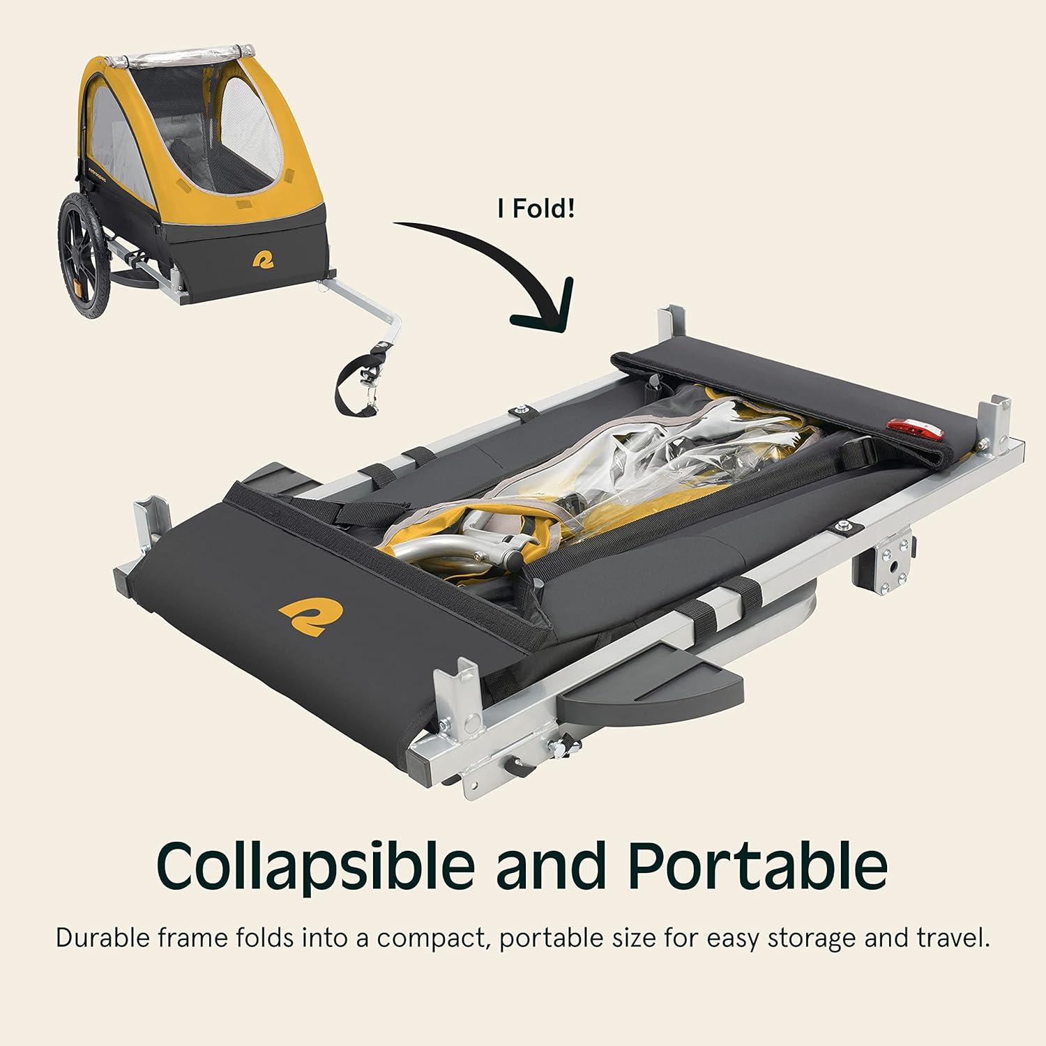 Retrospec Rover Kids Bicycle Trailer Single and Double Passenger Children’s Foldable(Sun)
