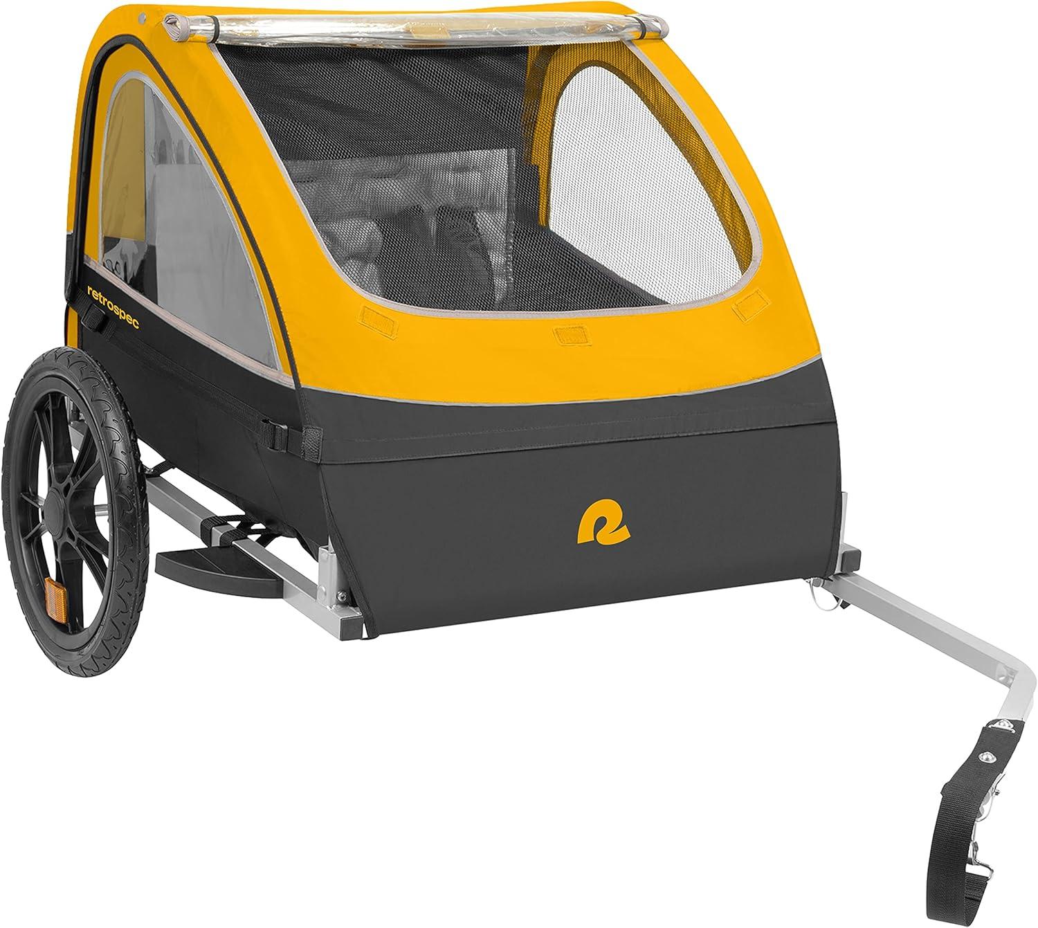 Retrospec Rover Kids Bicycle Trailer Single and Double Passenger Children’s Foldable(Sun)