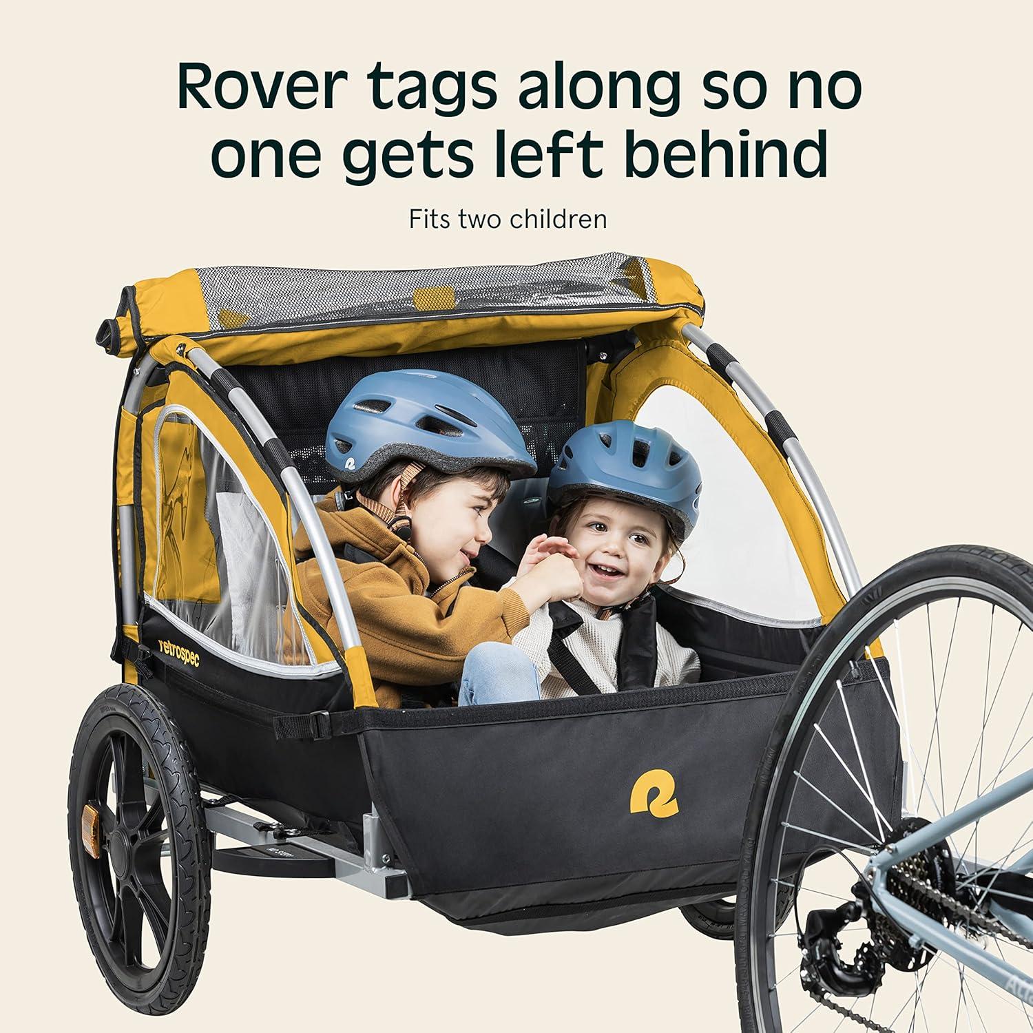 Retrospec Rover Kids Bicycle Trailer Single and Double Passenger Children’s Foldable(Sun)