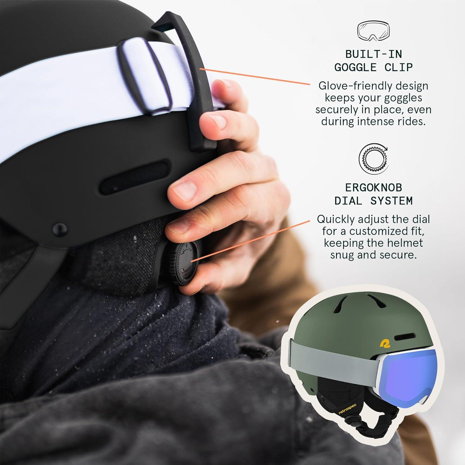 Retrospec Comstock Ski Helmet – Snowboard Helmet for Adults & Youth – Adjustable Fit Snow Helmet with Protective Shell and Breathable Vents for Men, Women, Boys & Girls(Matte Forest)