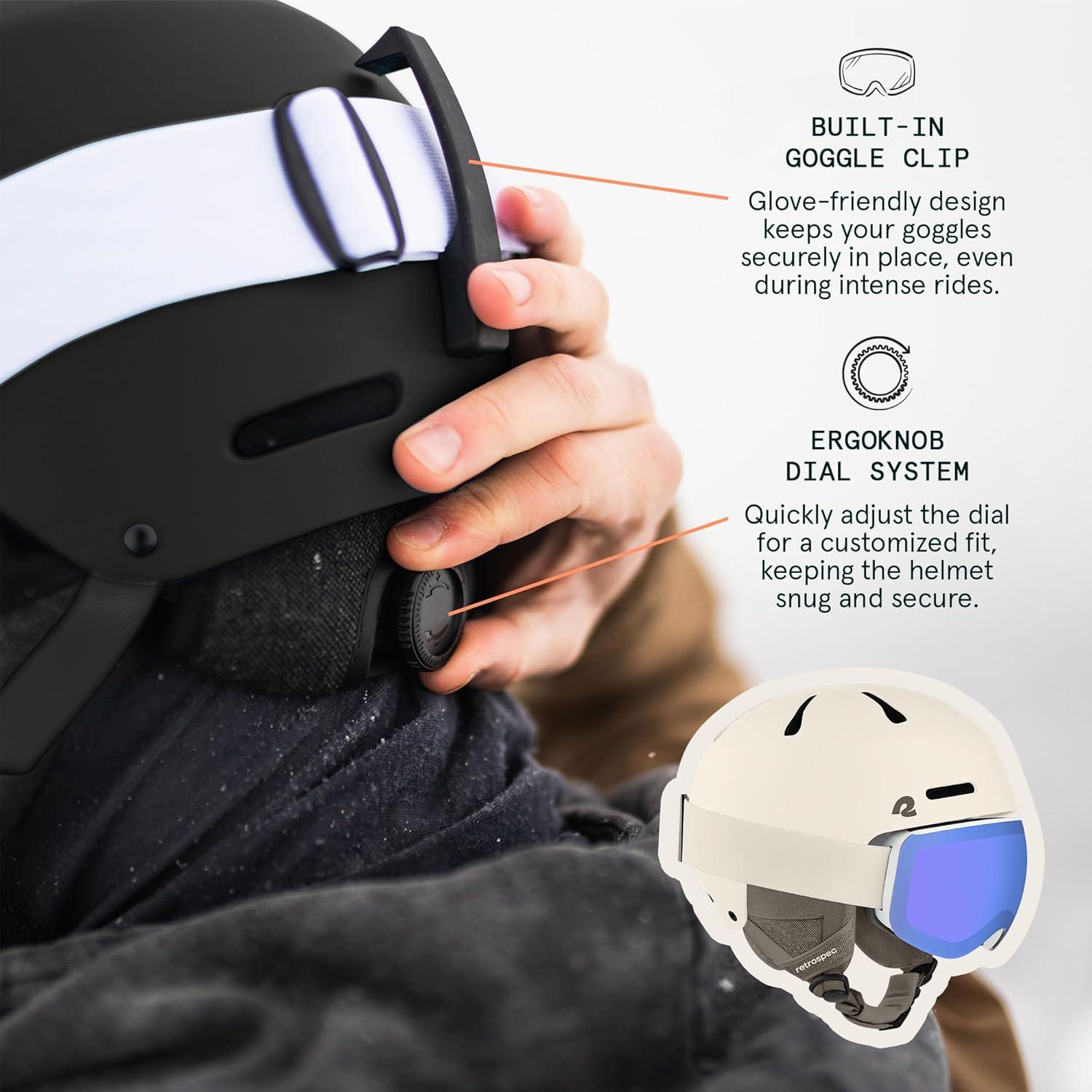 Retrospec Comstock Ski Helmet – Snowboard Helmet for Adults & Youth – Adjustable Fit Snow Helmet with Protective Shell and Breathable Vents for Men, Women, Boys & Girls(Matte Eggshell)