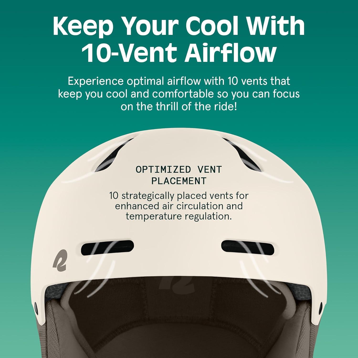Retrospec Comstock Ski Helmet – Snowboard Helmet for Adults & Youth – Adjustable Fit Snow Helmet with Protective Shell and Breathable Vents for Men, Women, Boys & Girls(Matte Eggshell)
