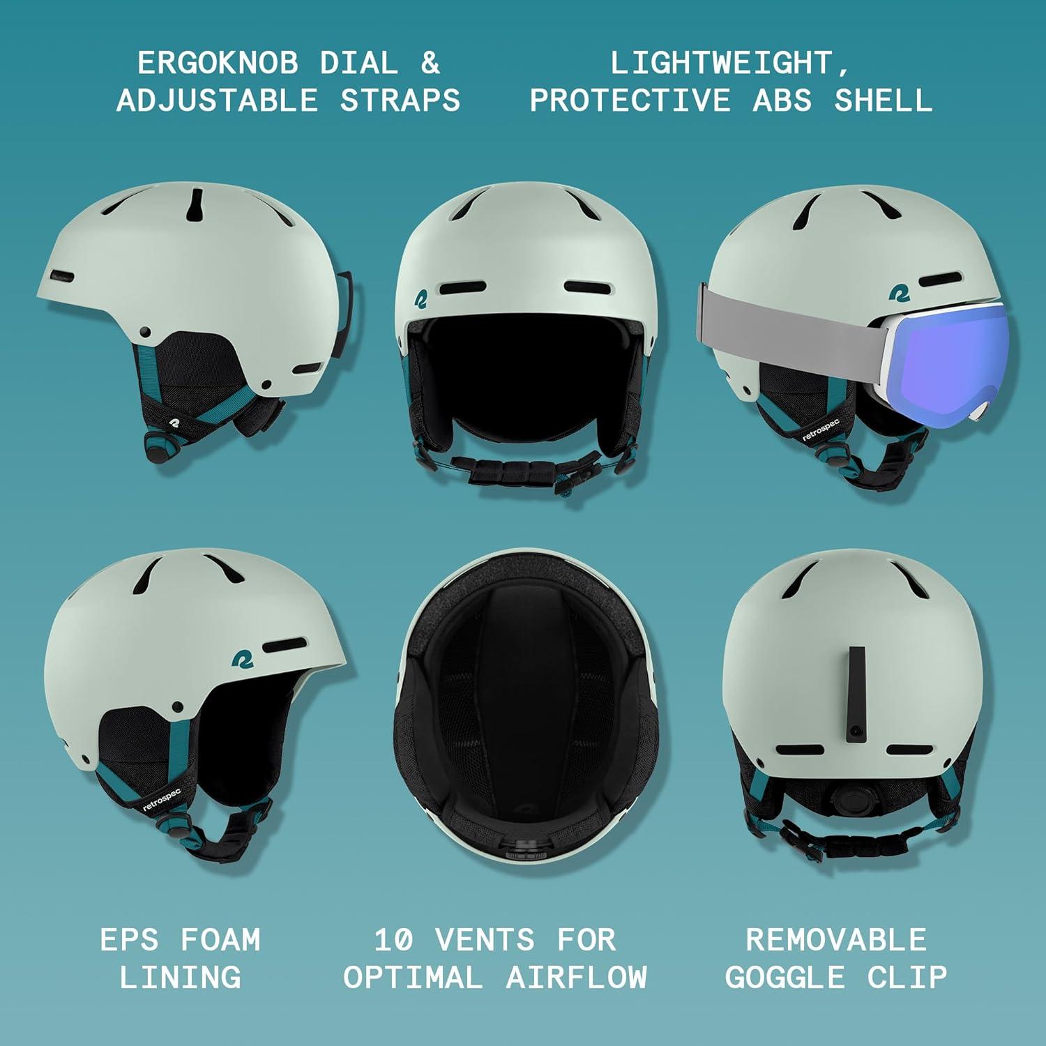 Retrospec Comstock Ski Helmet – Snowboard Helmet for Adults & Youth – Adjustable Fit Snow Helmet with Protective Shell and Breathable Vents for Men, Women, Boys & Girls(Matte Sprucestone)