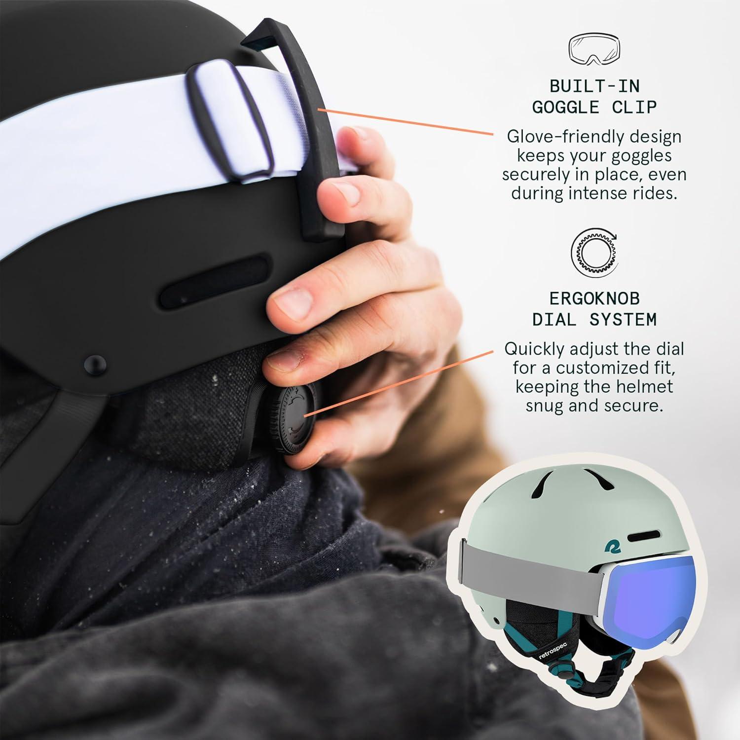 Retrospec Comstock Ski Helmet – Snowboard Helmet for Adults & Youth – Adjustable Fit Snow Helmet with Protective Shell and Breathable Vents for Men, Women, Boys & Girls(Matte Sprucestone)