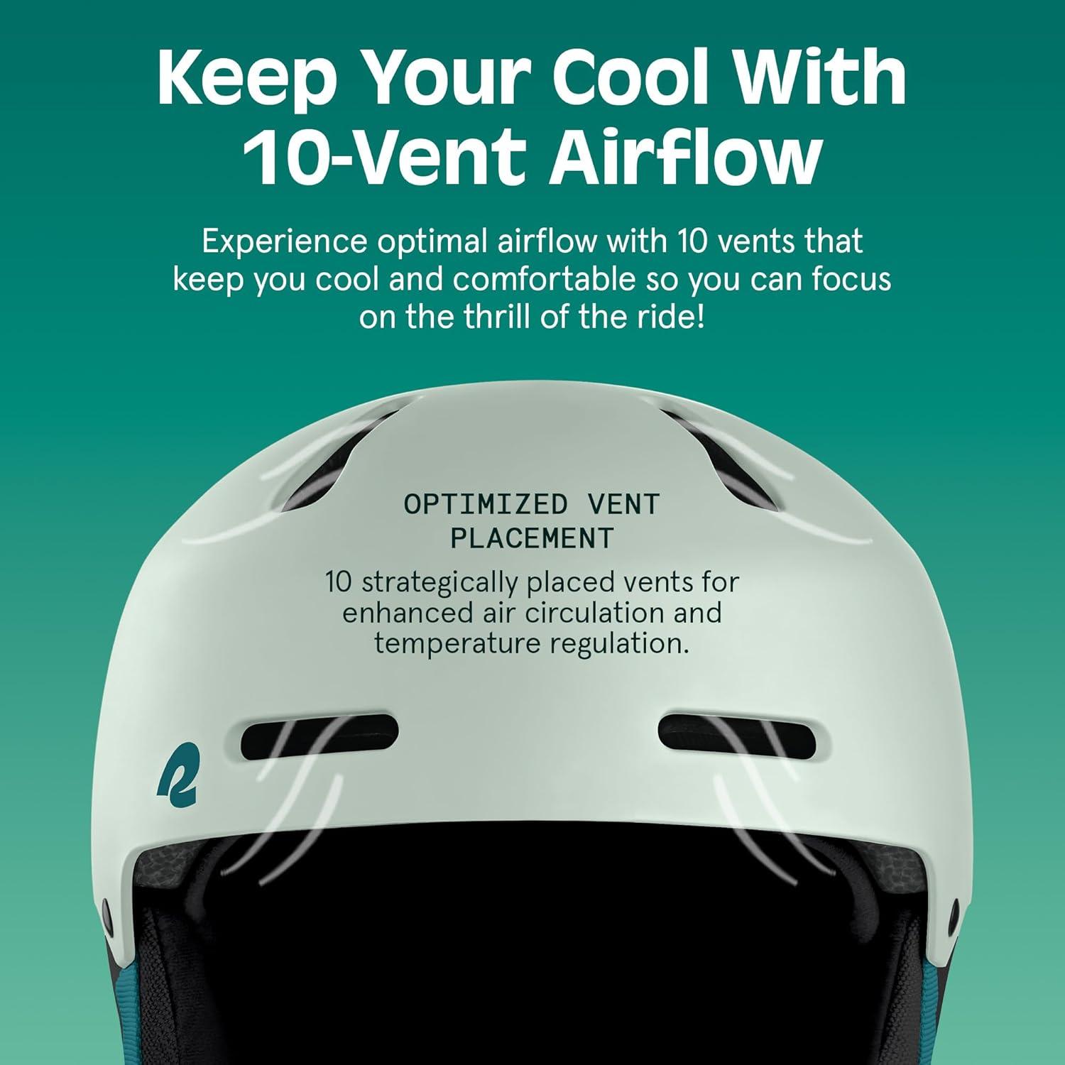 Retrospec Comstock Ski Helmet – Snowboard Helmet for Adults & Youth – Adjustable Fit Snow Helmet with Protective Shell and Breathable Vents for Men, Women, Boys & Girls(Matte Sprucestone)