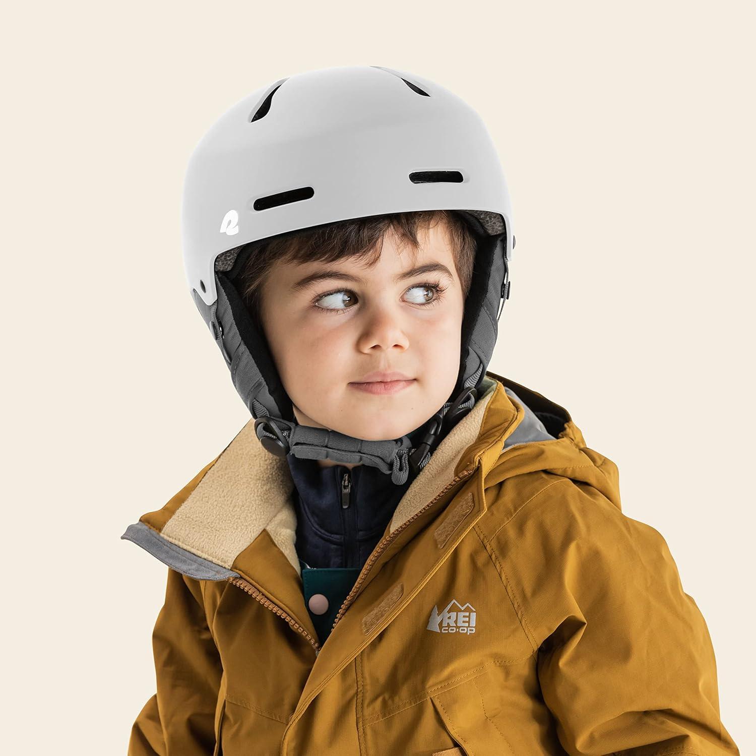 Comstock Kids Ski & Snowboard Helmet with ABS Shell, EPS Impact Protection & 10 Cooling Vents – Adjustable Winter Sports Gear, Goggle Clip(Matte White)
