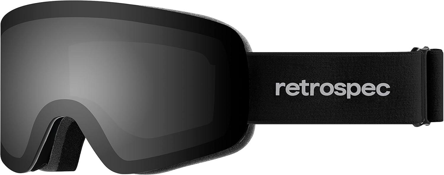 Retrospec Flume Ski Goggles for Men and Women UV Protection(Matte Black/Mirror Polarized)