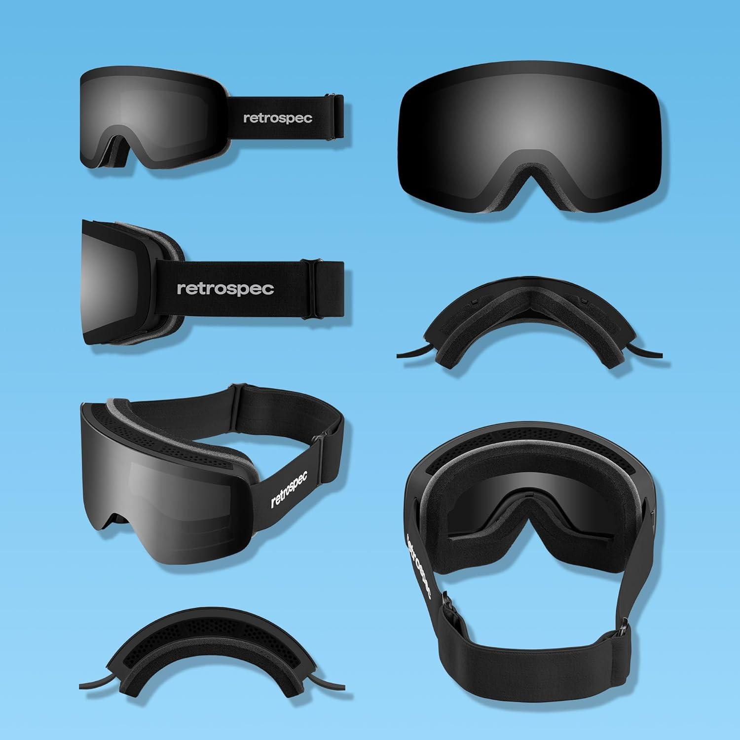 Retrospec Flume Ski Goggles for Men and Women UV Protection(Matte Black/Mirror Polarized)