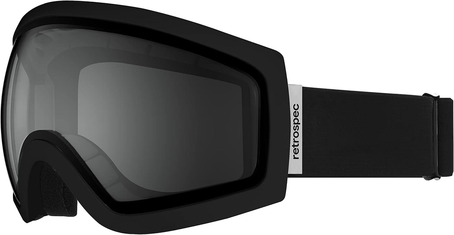 Retrospec Traverse Ski Goggles – Snowboard Goggles for Men, Women – 100% UV Protection, Anti-Fog Snow Goggles(Matte Black/Stone)