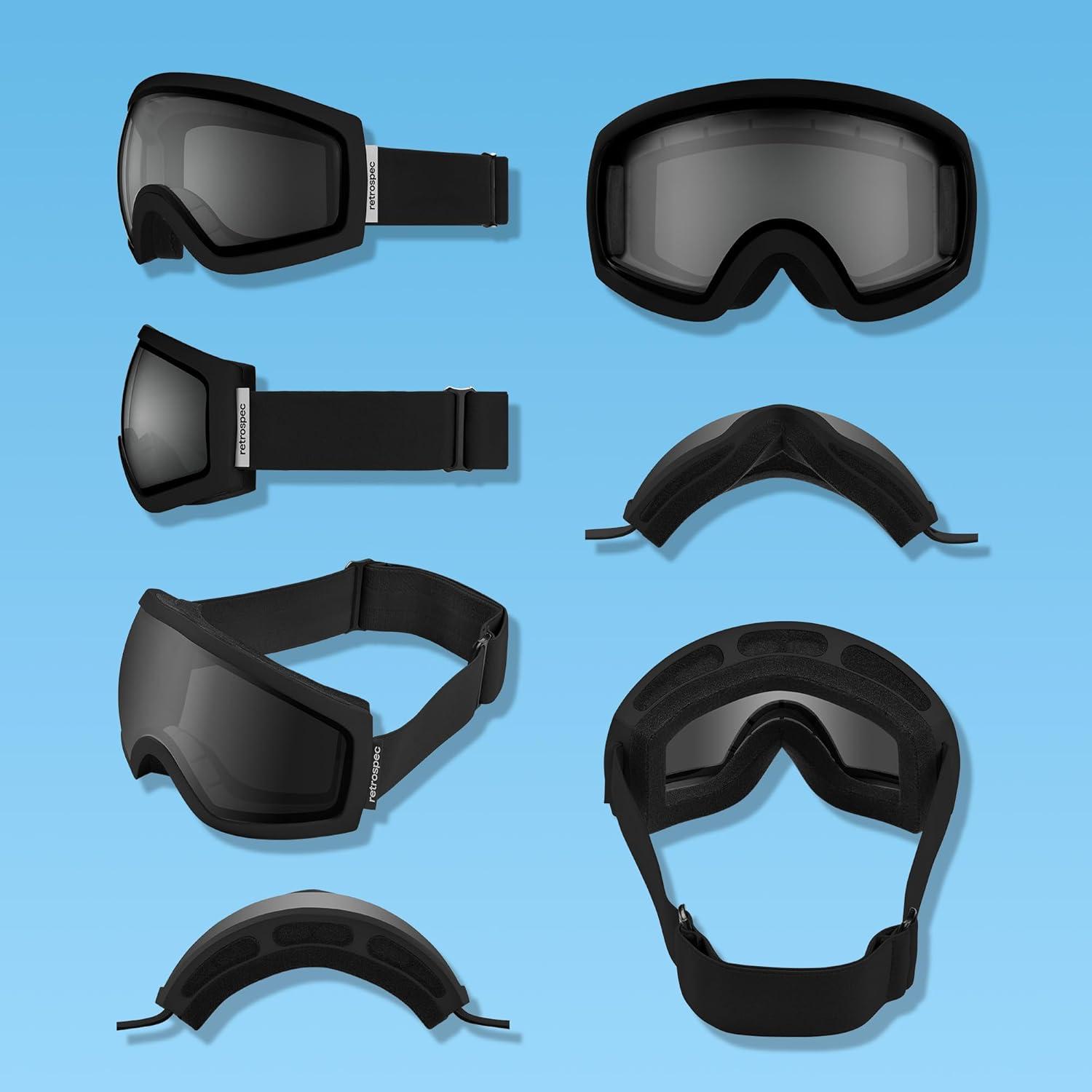 Retrospec Traverse Ski Goggles – Snowboard Goggles for Men, Women – 100% UV Protection, Anti-Fog Snow Goggles(Matte Black/Stone)