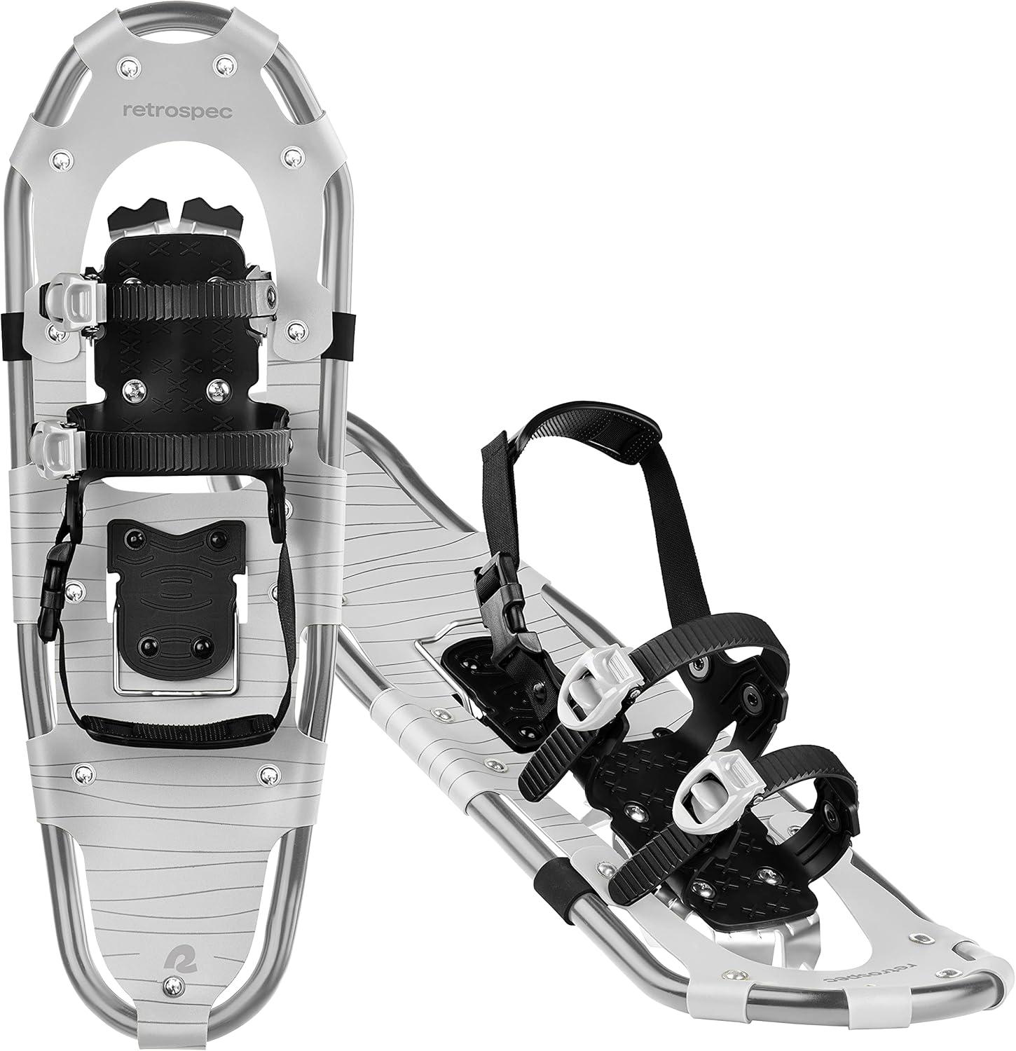 Retrospec Drifter Snowshoes for Women & Men – Lightweight Aluminum Frame Snow Shoes with Double Ratchet Binding System, Heel Lifts & Carry Bag for All Terrain Hiking & Winter Sports(Arctic)