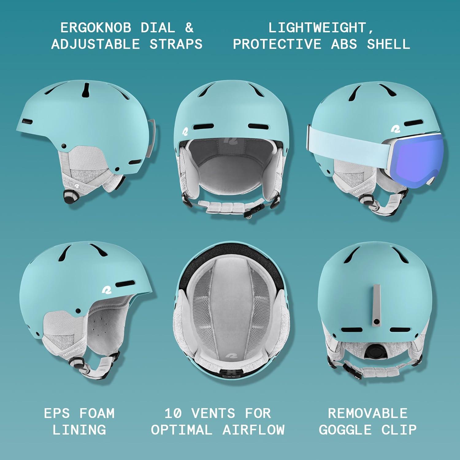 Retrospec Comstock Ski Helmet – Snowboard Helmet for Adults & Youth – Adjustable Fit Snow Helmet with Protective Shell and Breathable Vents for Men, Women, Boys & Girls(Matte Blue Ridge)