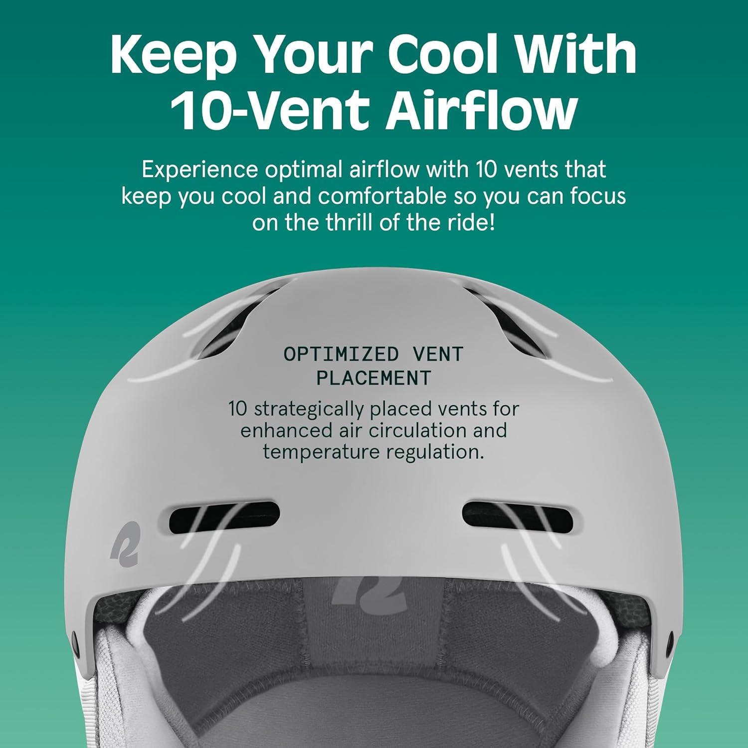 Retrospec Comstock Ski Helmet – Snowboard Helmet for Adults & Youth – Adjustable Fit Snow Helmet with Protective Shell and Breathable Vents for Men, Women, Boys & Girls(Matte Slate)