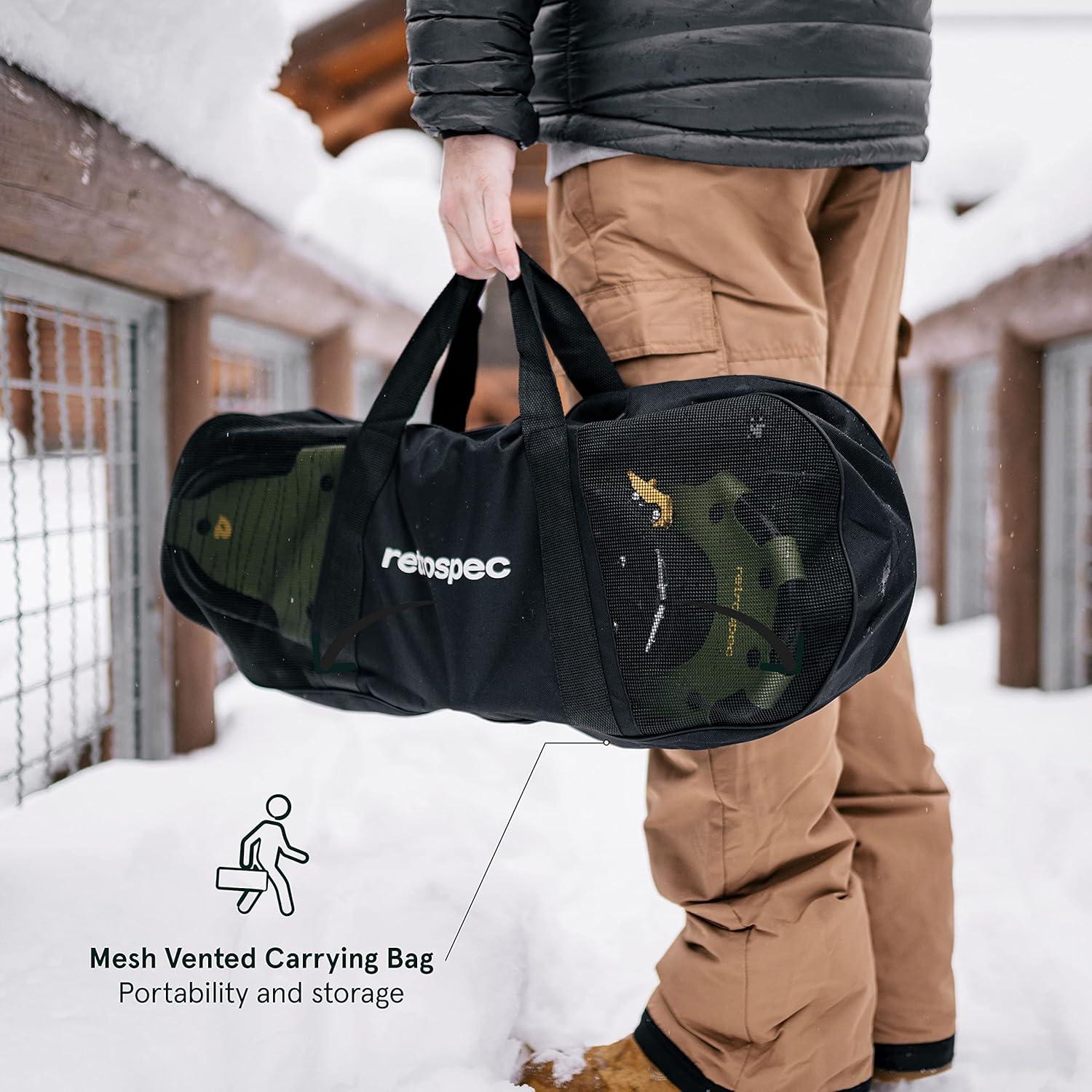 Retrospec Drifter Snowshoes for Women & Men – Lightweight Aluminum Frame Snow Shoes with Double Ratchet Binding System, Heel Lifts & Carry Bag for All Terrain Hiking & Winter Sports(Ice Cap)