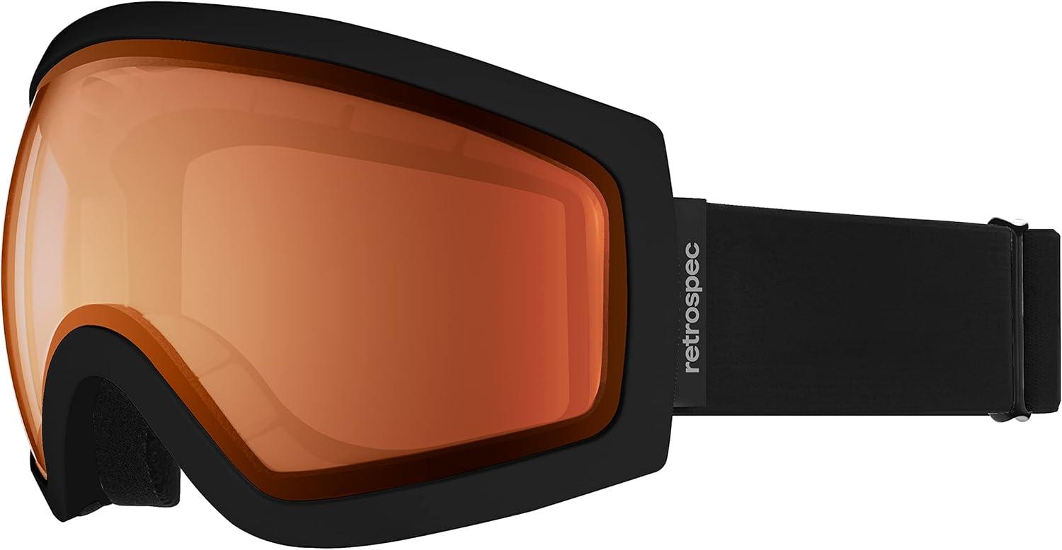 Retrospec Traverse Ski Goggles – Snowboard Goggles for Men, Women – 100% UV Protection, Anti-Fog Snow Goggles(Matte Black/Citrine)