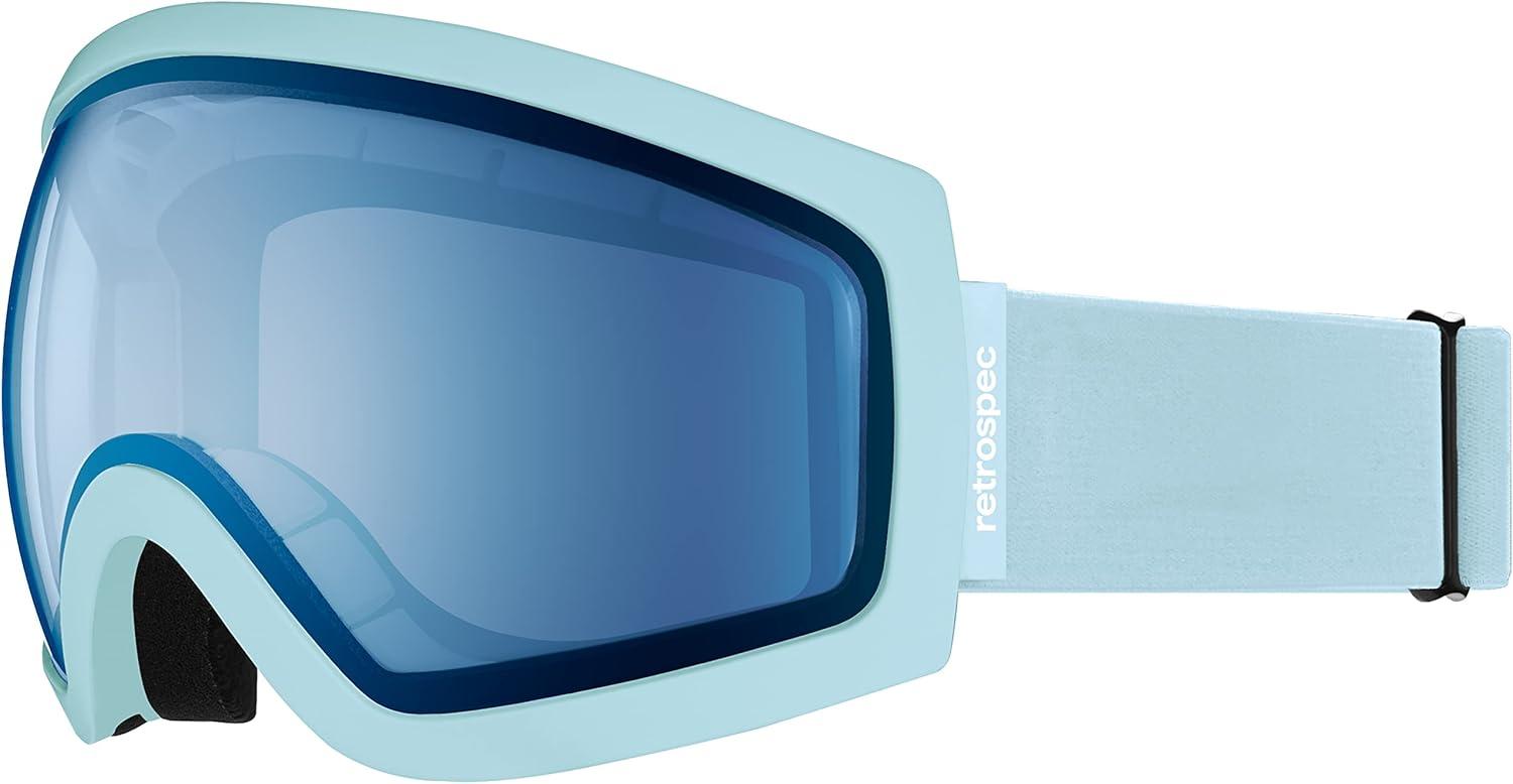 Retrospec Traverse Ski Goggles – Snowboard Goggles for Men, Women – 100% UV Protection, Anti-Fog Snow Goggles(Matte Ice/Crystal)