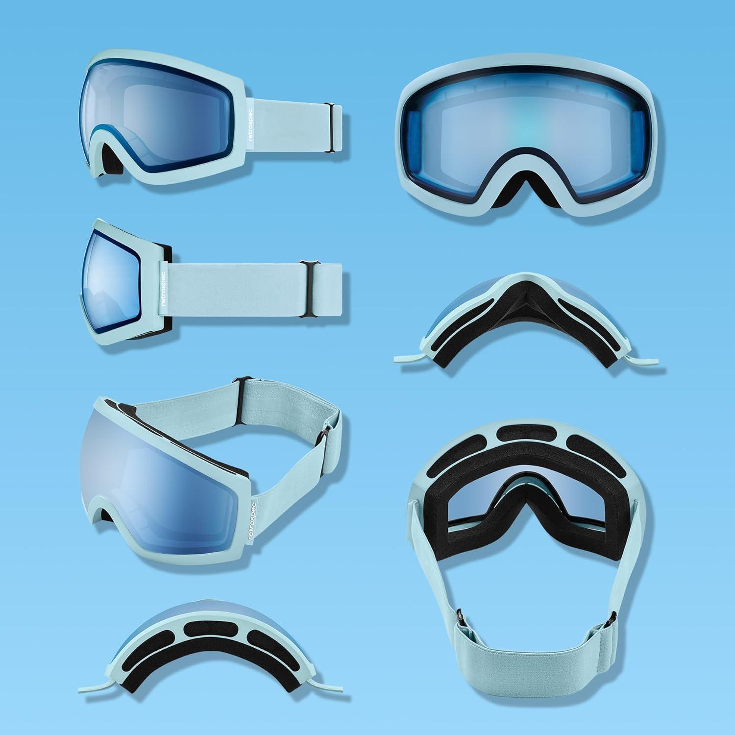 Retrospec Traverse Ski Goggles – Snowboard Goggles for Men, Women – 100% UV Protection, Anti-Fog Snow Goggles(Matte Ice/Crystal)