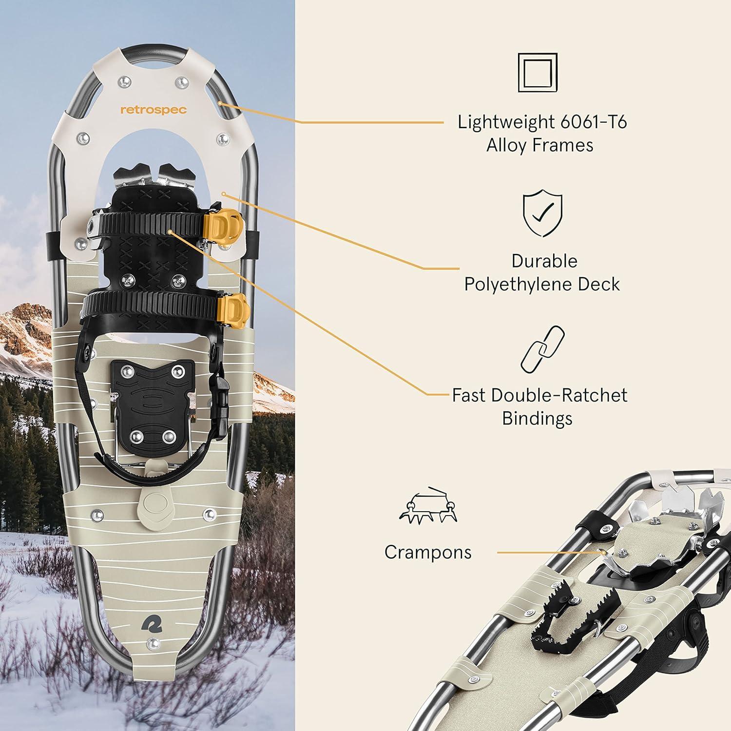 Retrospec Drifter Snowshoes & Trekking Poles Bundle with Adjustable Bindings – Lightweight Aluminum Snow Shoes for Women & Men – All Terrain Hiking & Winter Sports(Laurel)