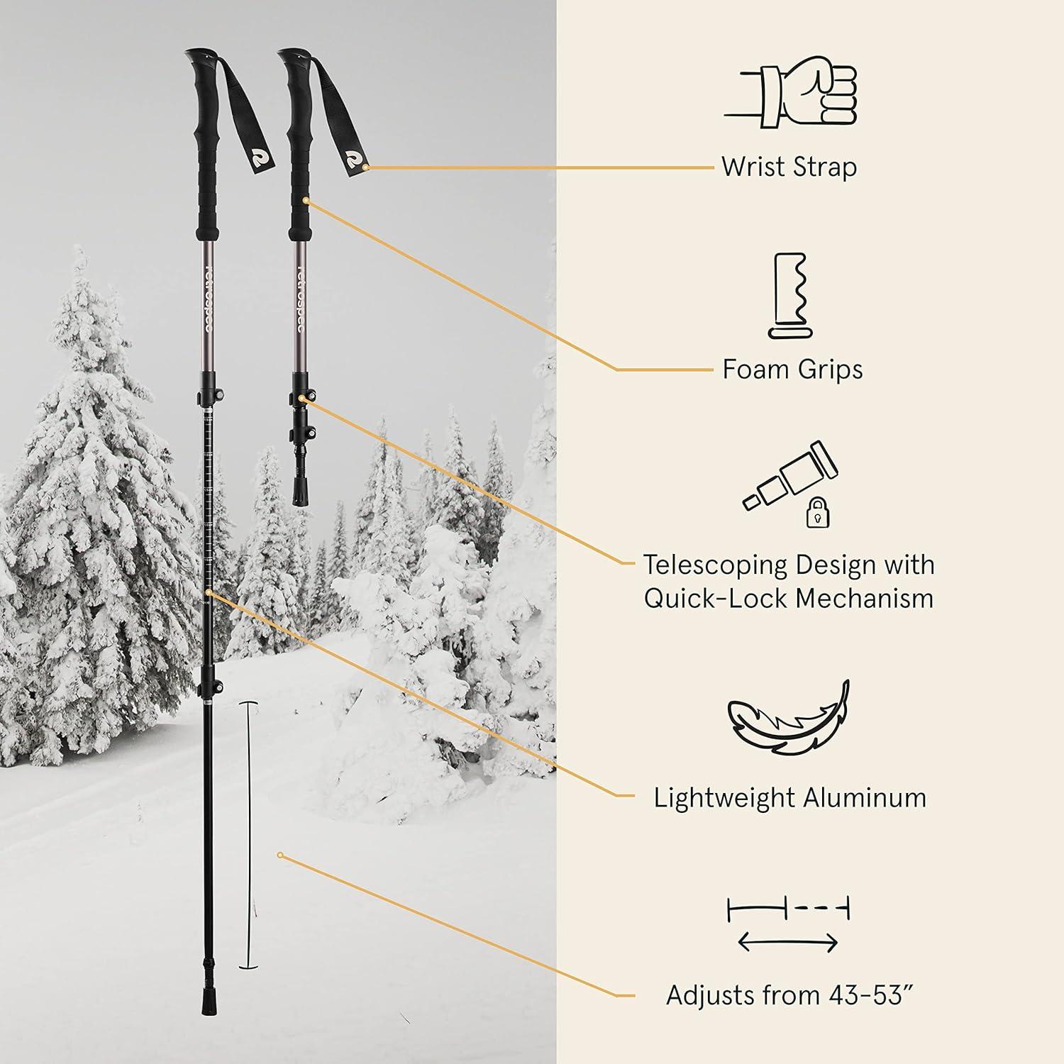Retrospec Drifter Snowshoes & Trekking Poles Bundle with Adjustable Bindings – Lightweight Aluminum Snow Shoes for Women & Men – All Terrain Hiking & Winter Sports(Laurel)