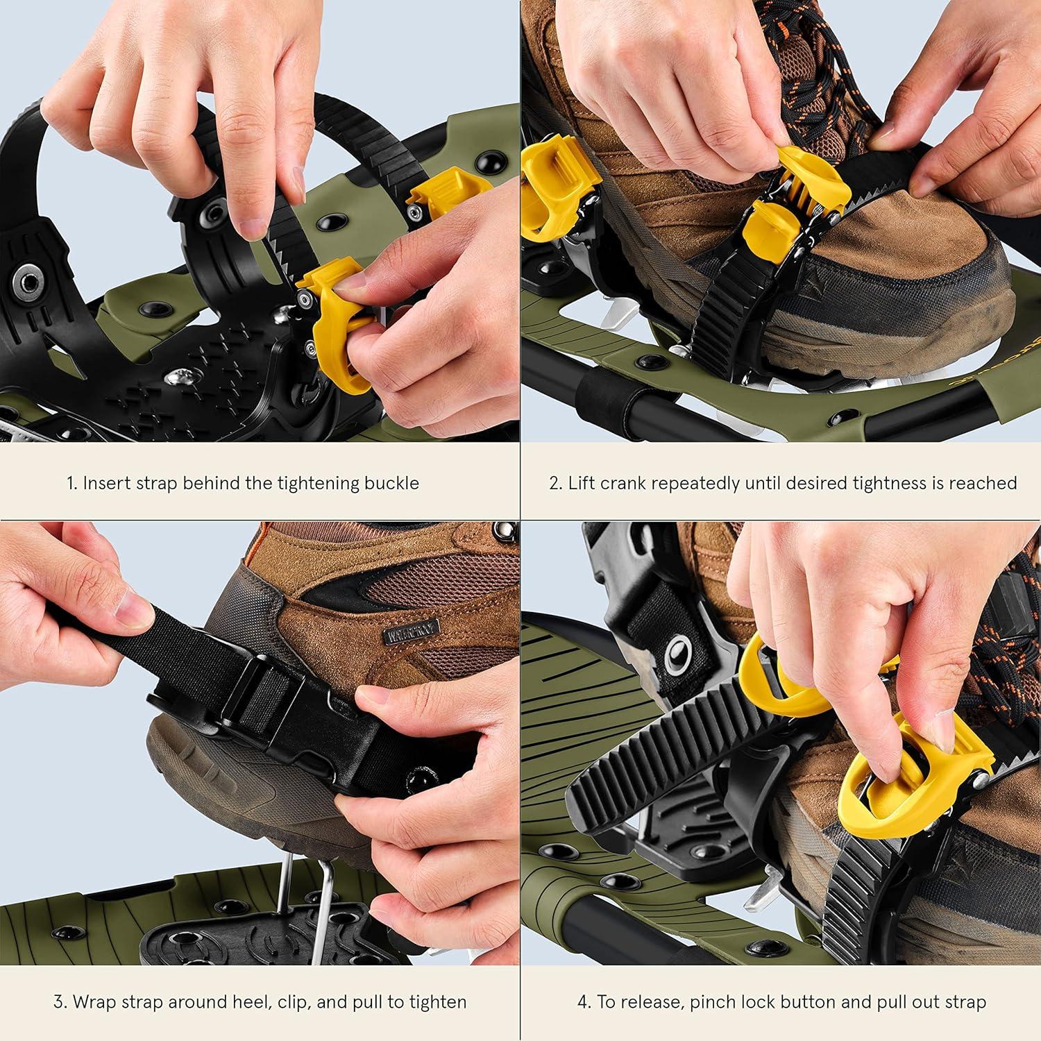 Retrospec Drifter Snowshoes & Trekking Poles Bundle with Adjustable Bindings – Lightweight Aluminum Snow Shoes for Women & Men – All Terrain Hiking & Winter Sports(Laurel)