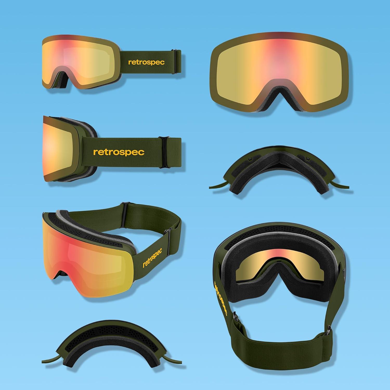 Retrospec Flume Ski Goggles for Men and Women UV Protection(Matte Basalt/Jasper)