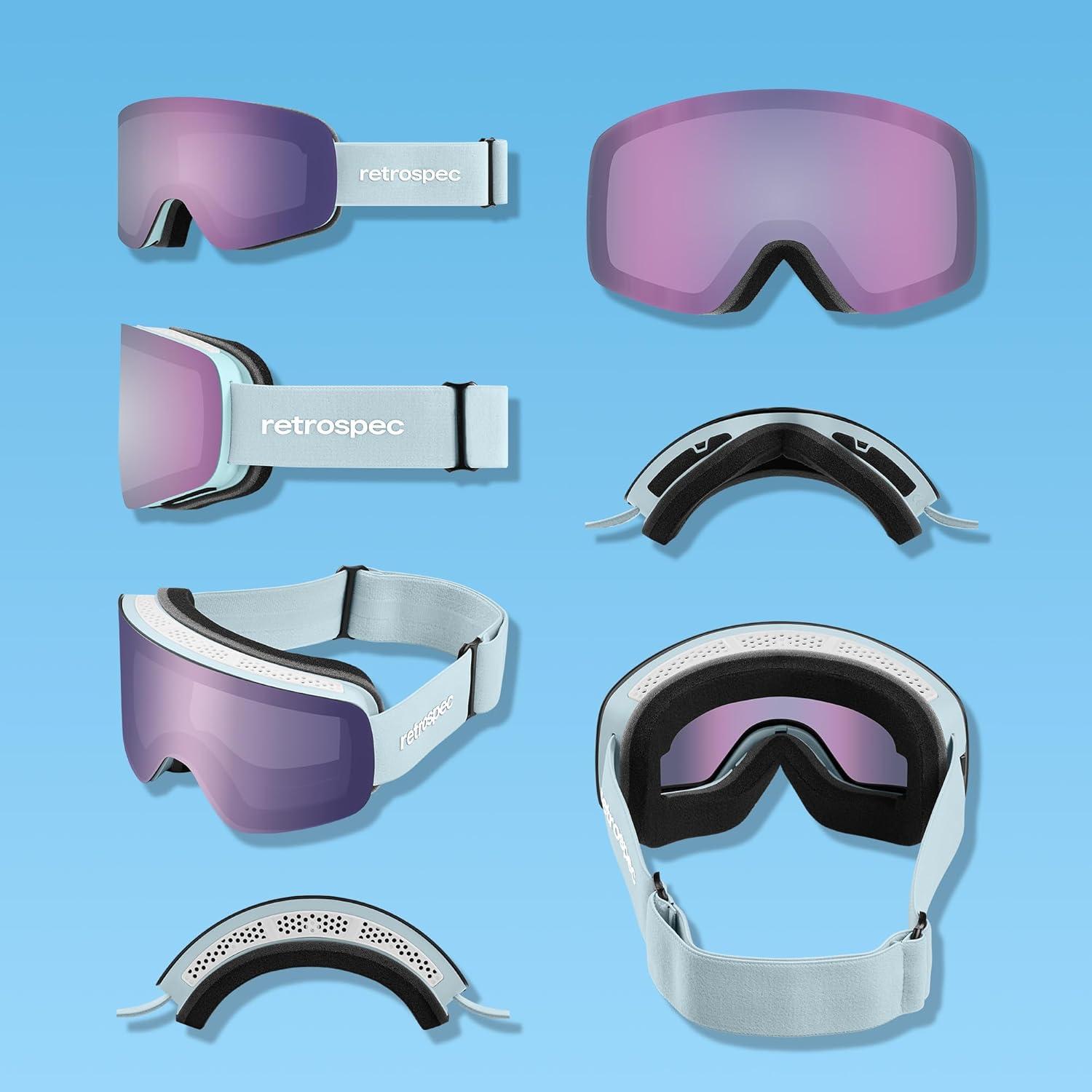 Retrospec Flume Ski Goggles for Men and Women UV Protection(Matte Ice/Bismuth)