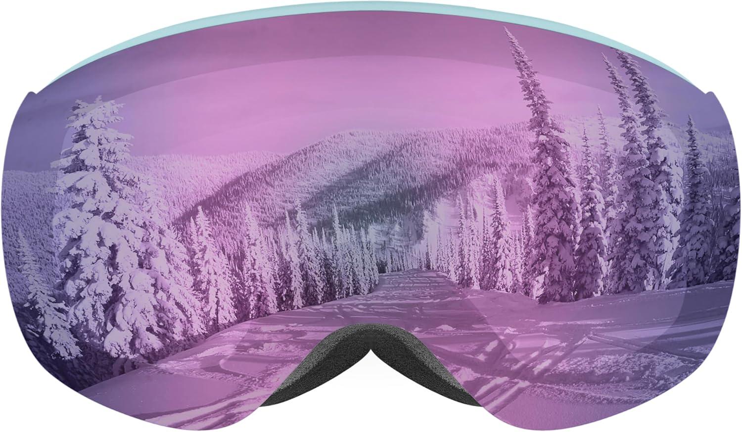 Retrospec Dipper Plus Kids’ Ski & Snowboard Snow Goggles & Lens for Children, Interchangeable Lens – Skiing and Snowboarding(Matte Ice/Bismuth)