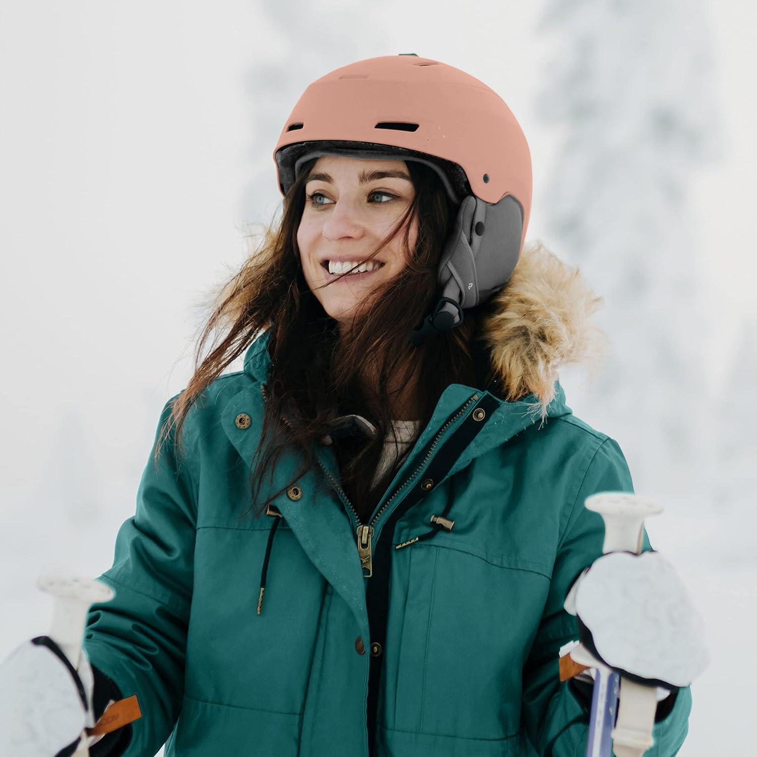 Retrospec Zephyr Ski Helmet – Snowboard Helmet for Adults & Youth with Adjustable Fit, 9 Breathable Vents, Removable Washable Earmuffs – Snow Sports Helmet for Men & Women(Matte Rose)