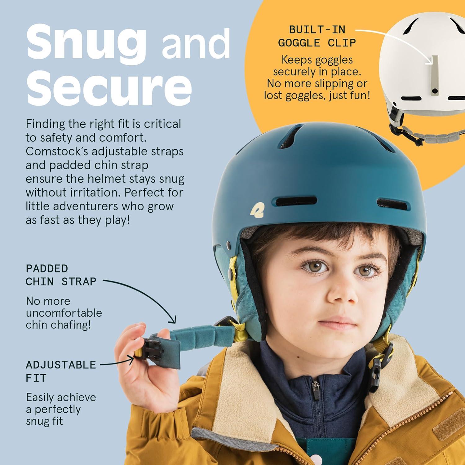 Comstock Kids Ski & Snowboard Helmet with ABS Shell, EPS Impact Protection & 10 Cooling Vents – Adjustable Winter Sports Gear, Goggle Clip(Matte Wonderland)