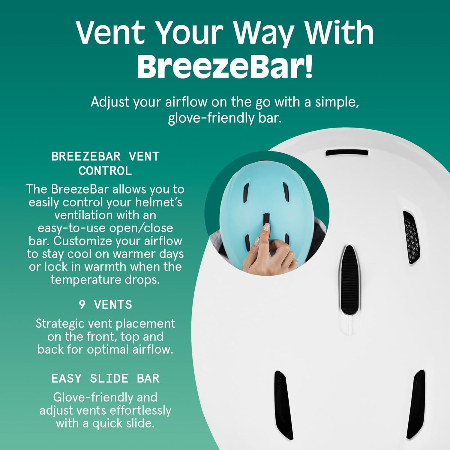 Retrospec Zephyr Ski Helmet – Snowboard Helmet for Adults & Youth with Adjustable Fit, 9 Breathable Vents, Removable Washable Earmuffs – Snow Sports Helmet for Men & Women(Matte White)