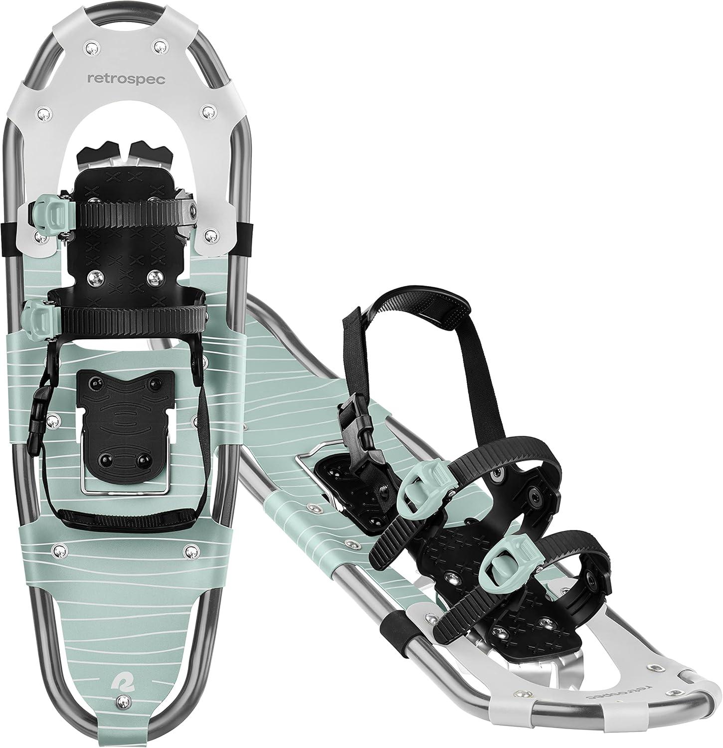 Retrospec Drifter Snowshoes for Women & Men – Lightweight Aluminum Frame Snow Shoes with Double Ratchet Binding System, Heel Lifts & Carry Bag for All Terrain Hiking & Winter Sports(Winter Mint)