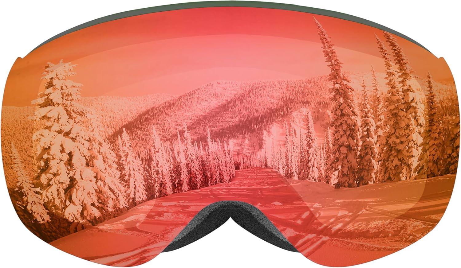 Retrospec Dipper Plus Kids’ Ski & Snowboard Snow Goggles & Lens for Children, Interchangeable Lens – Skiing and Snowboarding(Matte Forest/Jasper)