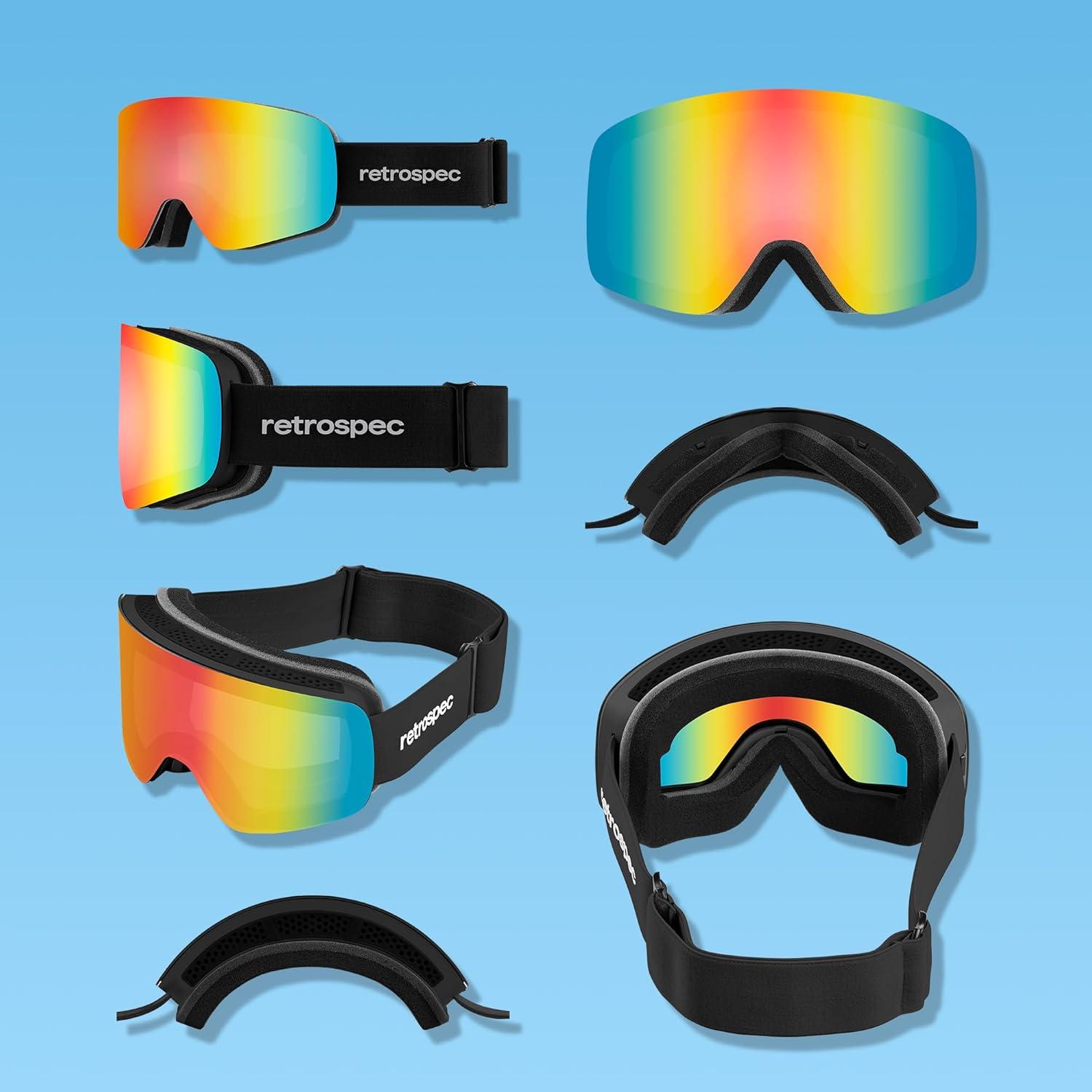 Retrospec Flume Ski Goggles for Men and Women UV Protection(Matte Black/Kaleido)