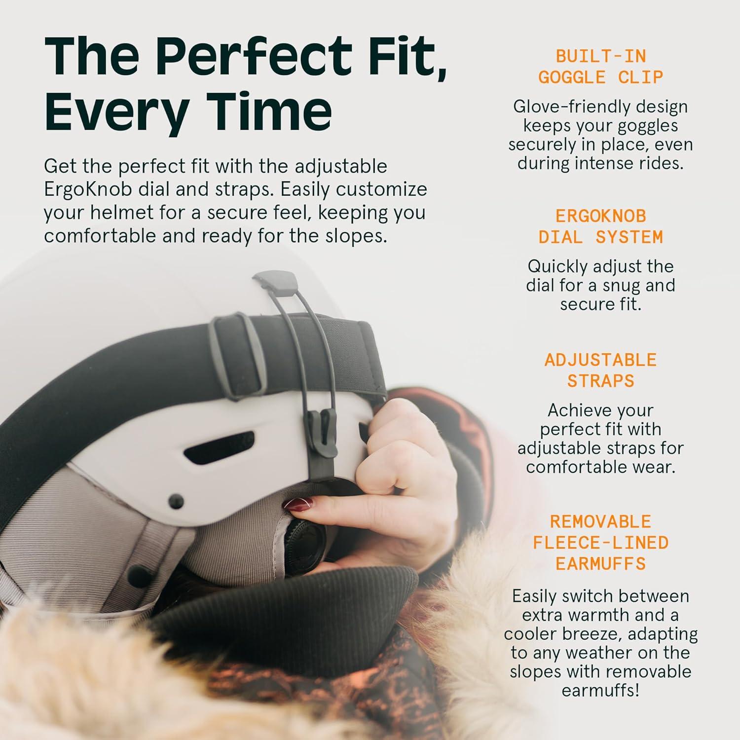 Retrospec Zephyr Ski Helmet – Snowboard Helmet for Adults & Youth with Adjustable Fit, 9 Breathable Vents, Removable Washable Earmuffs – Snow Sports Helmet for Men & Women(Matte Eggshell)