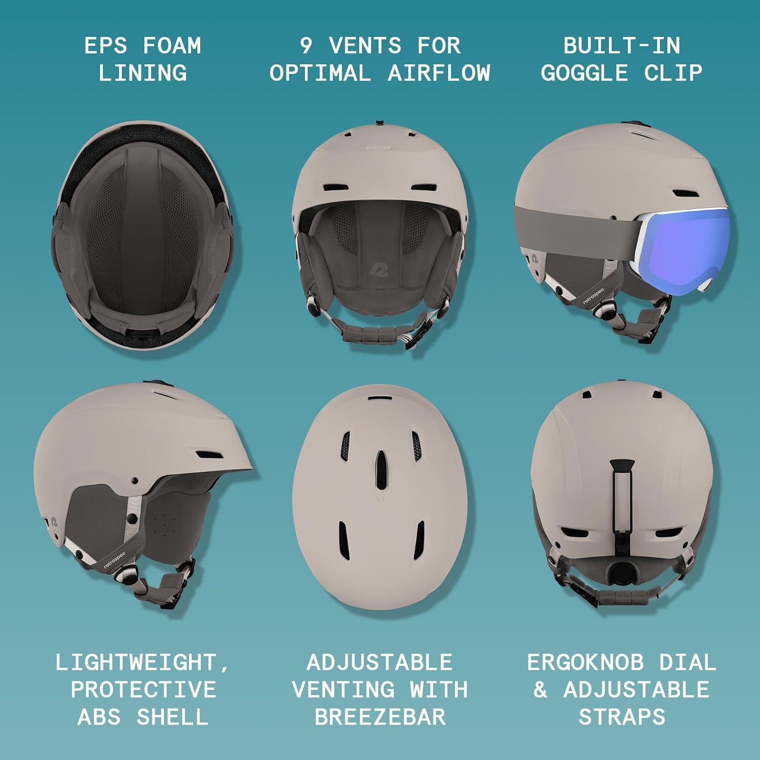 Retrospec Zephyr Ski Helmet – Snowboard Helmet for Adults & Youth with Adjustable Fit, 9 Breathable Vents, Removable Washable Earmuffs – Snow Sports Helmet for Men & Women(Matte Canyon)
