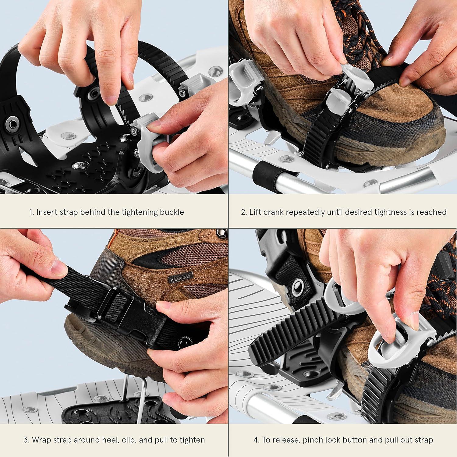 Retrospec Drifter Kids Snowshoes Bundle with Adjustable Trekking Poles – Lightweight Aluminum Hiking Sticks Collapsible for Boys & Girls All Terrain – Walking Sticks with Carrying Bag(Blush)