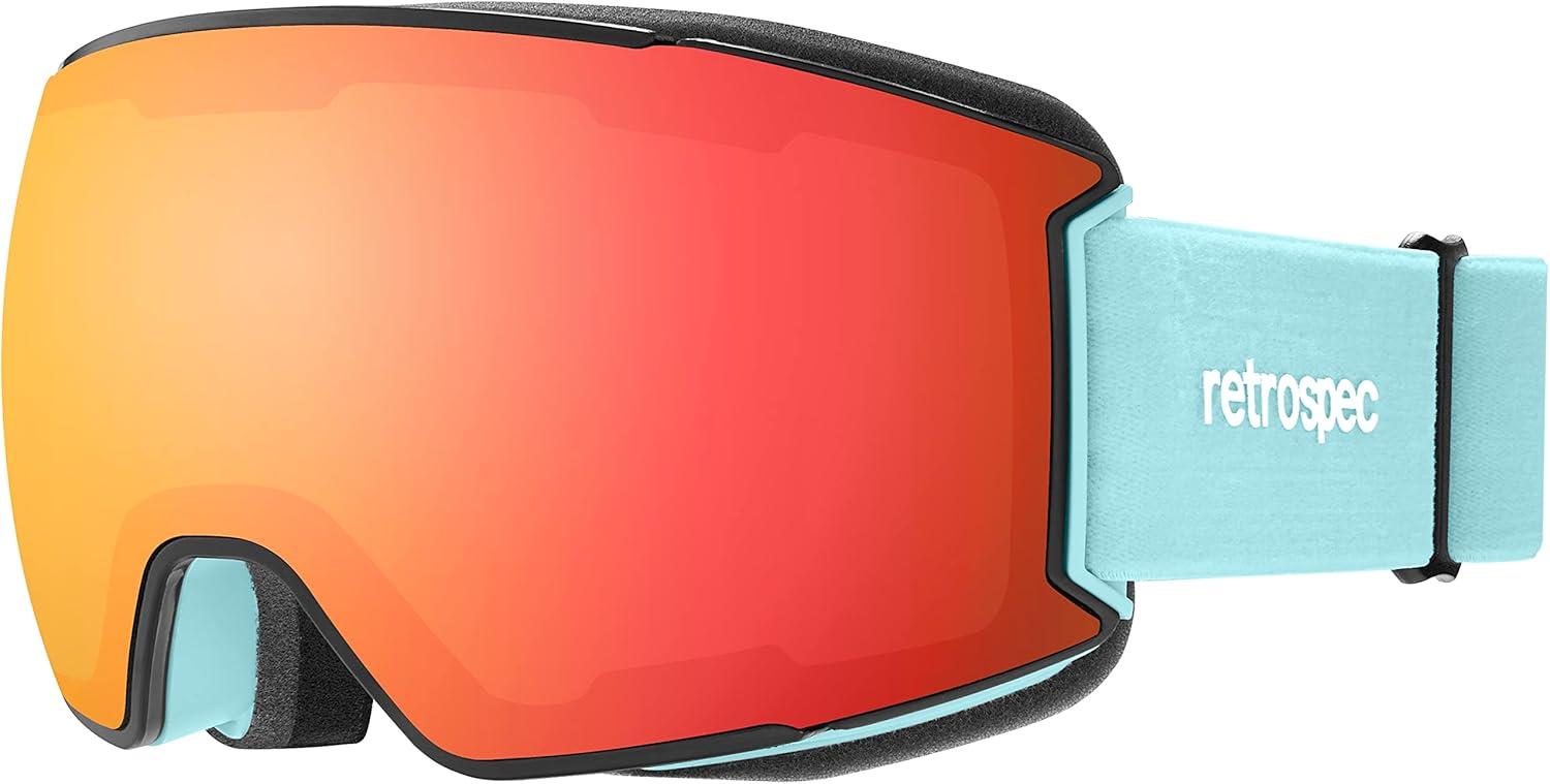 Retrospec Zenith Ski Goggles – Snowboard Goggles for Men, Women, Boys & Girls – 100% UV Protection, Anti-Fog Snow Goggles(Matte Winter Mint/Jasper)
