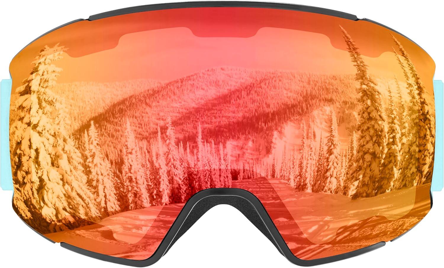 Retrospec Zenith Ski Goggles – Snowboard Goggles for Men, Women, Boys & Girls – 100% UV Protection, Anti-Fog Snow Goggles(Matte Winter Mint/Jasper)