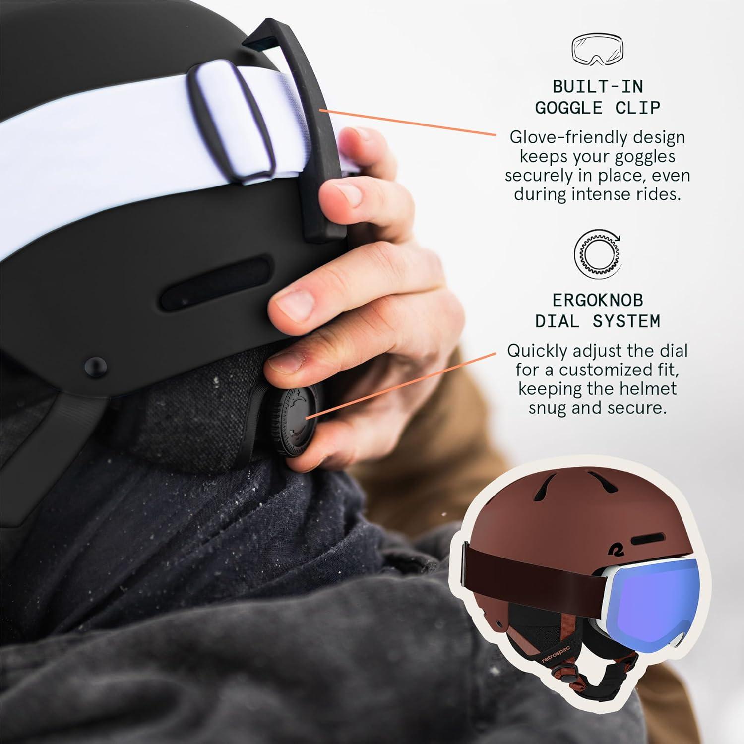 Retrospec Comstock Ski Helmet – Snowboard Helmet for Adults & Youth – Adjustable Fit Snow Helmet with Protective Shell and Breathable Vents for Men, Women, Boys & Girls(Matte Burgundy)