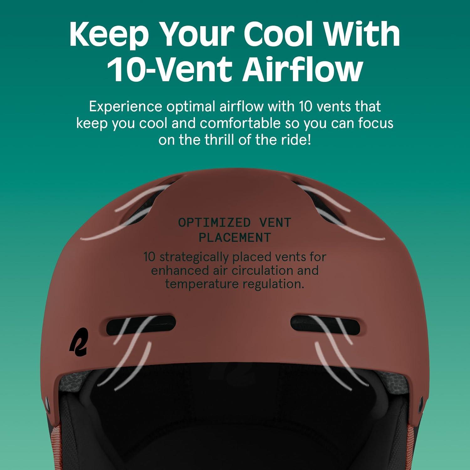 Retrospec Comstock Ski Helmet – Snowboard Helmet for Adults & Youth – Adjustable Fit Snow Helmet with Protective Shell and Breathable Vents for Men, Women, Boys & Girls(Matte Burgundy)