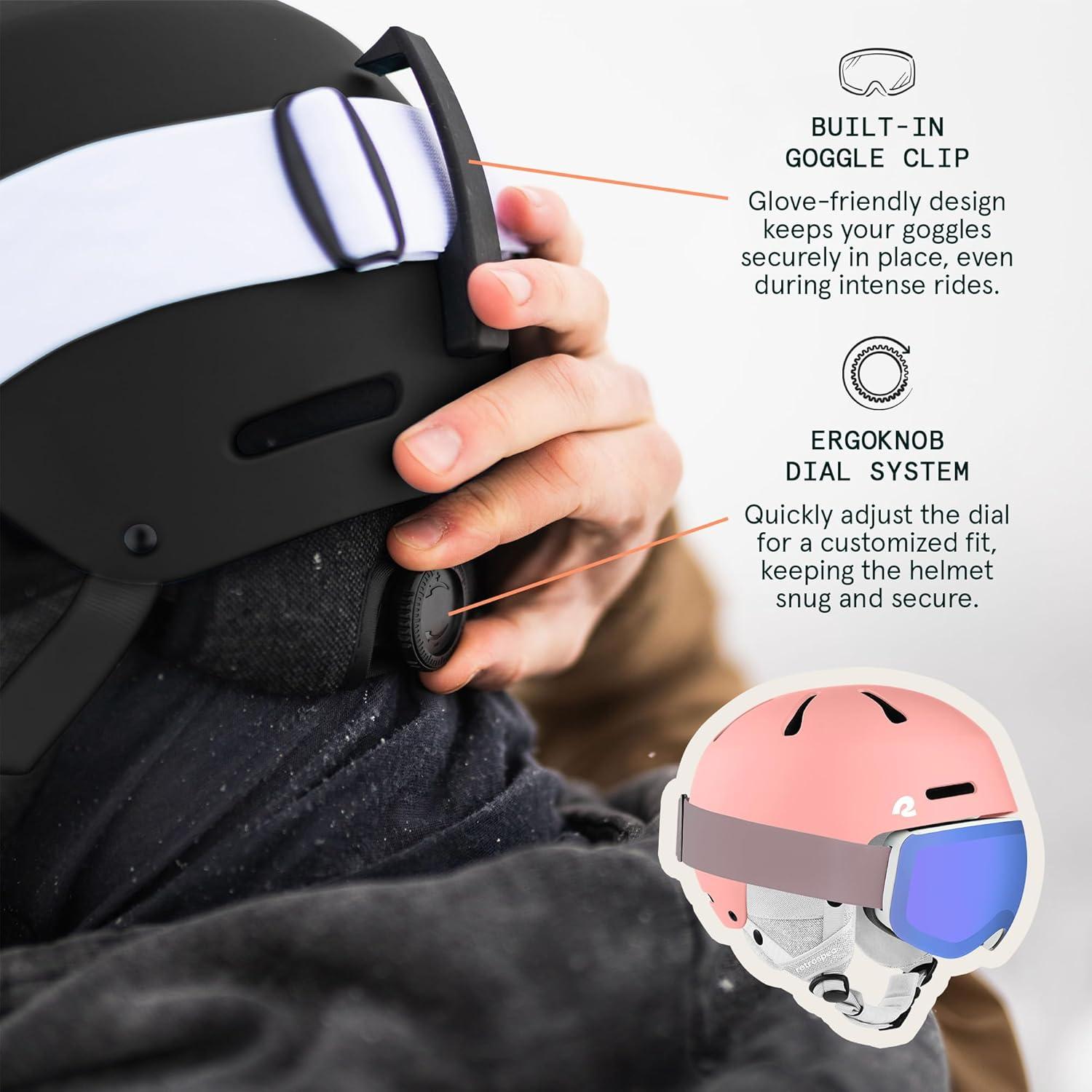 Retrospec Comstock Ski Helmet – Snowboard Helmet for Adults & Youth – Adjustable Fit Snow Helmet with Protective Shell and Breathable Vents for Men, Women, Boys & Girls(Matte Rose)