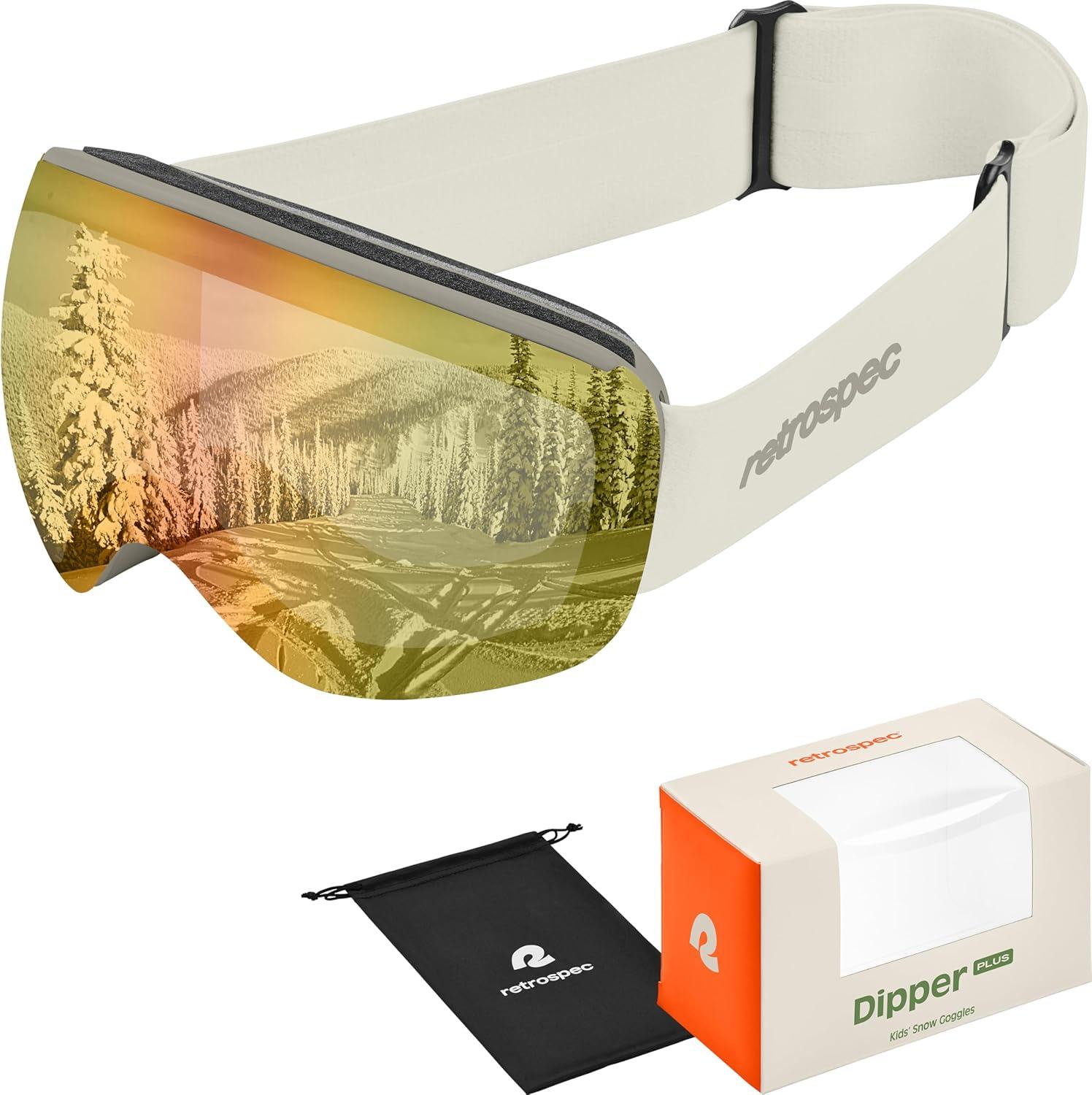 Retrospec Dipper Plus Kids’ Ski & Snowboard Snow Goggles & Lens for Children, Interchangeable Lens – Skiing and Snowboarding(Matte Wonderland/Heliodor)