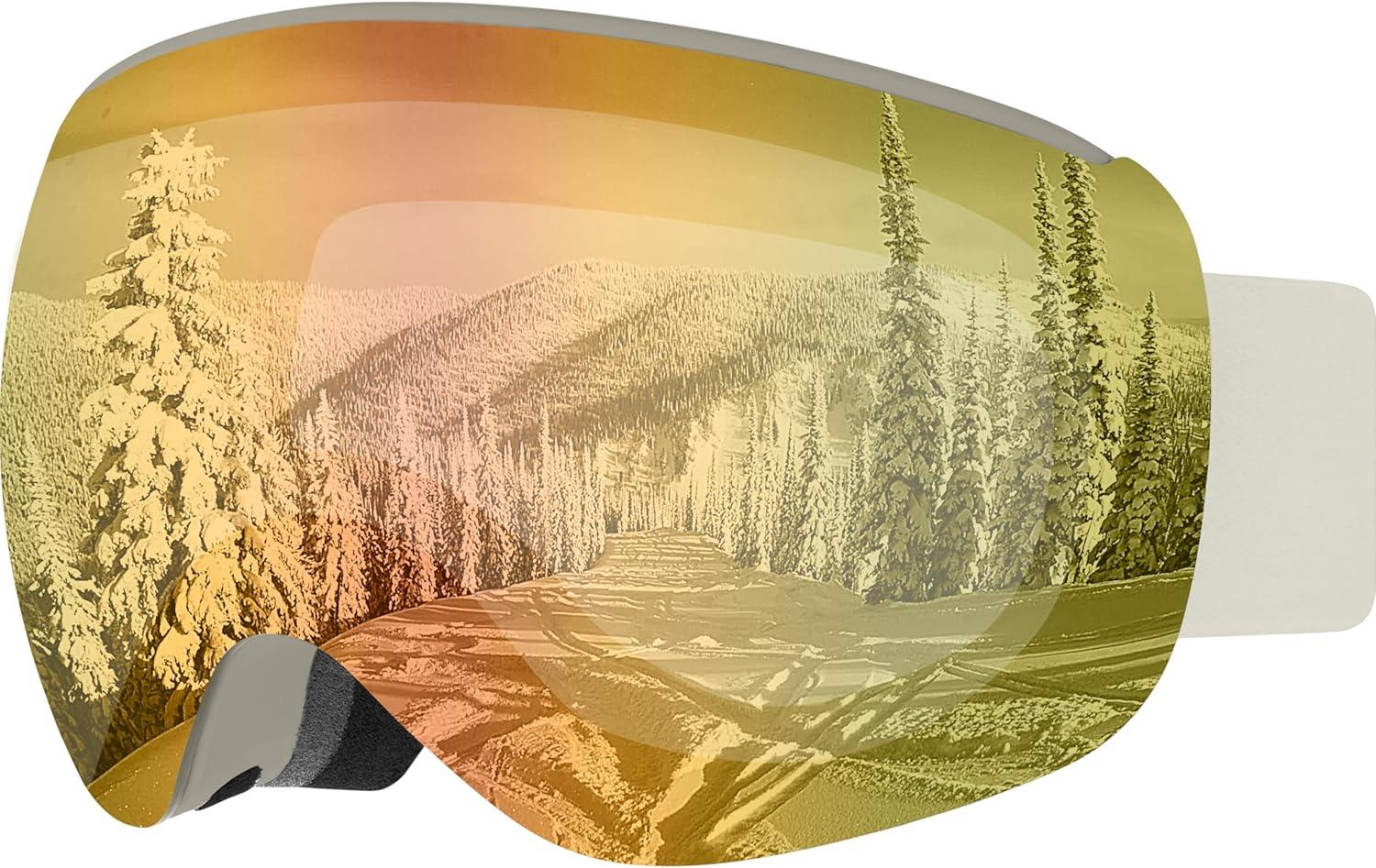 Retrospec Dipper Plus Kids’ Ski & Snowboard Snow Goggles & Lens for Children, Interchangeable Lens – Skiing and Snowboarding(Matte Wonderland/Heliodor)