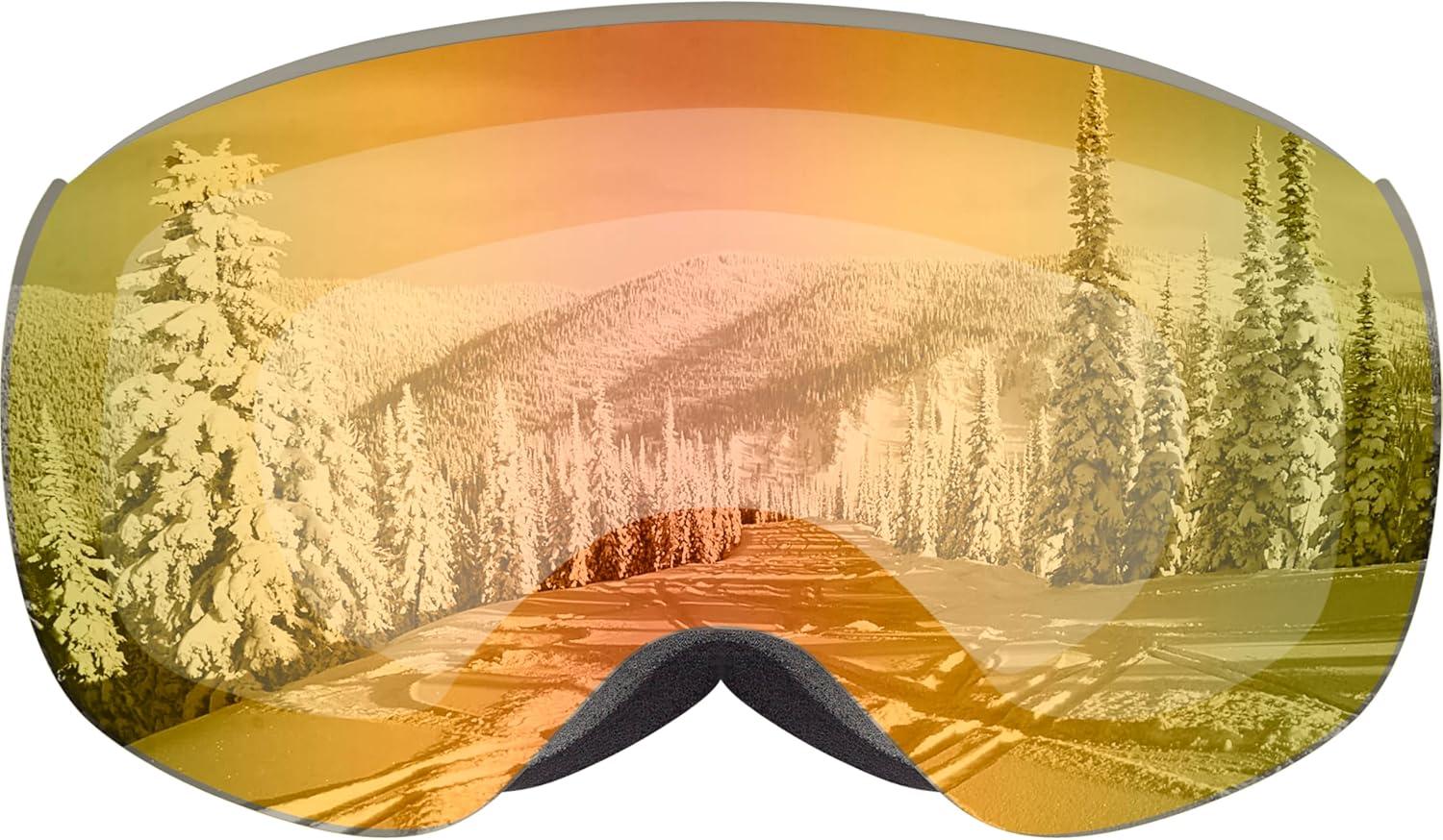 Retrospec Dipper Plus Kids’ Ski & Snowboard Snow Goggles & Lens for Children, Interchangeable Lens – Skiing and Snowboarding(Matte Wonderland/Heliodor)