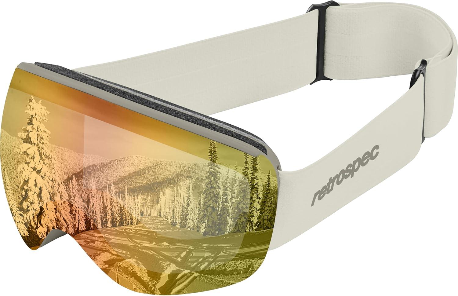 Retrospec Dipper Plus Kids’ Ski & Snowboard Snow Goggles & Lens for Children, Interchangeable Lens – Skiing and Snowboarding(Matte Wonderland/Heliodor)