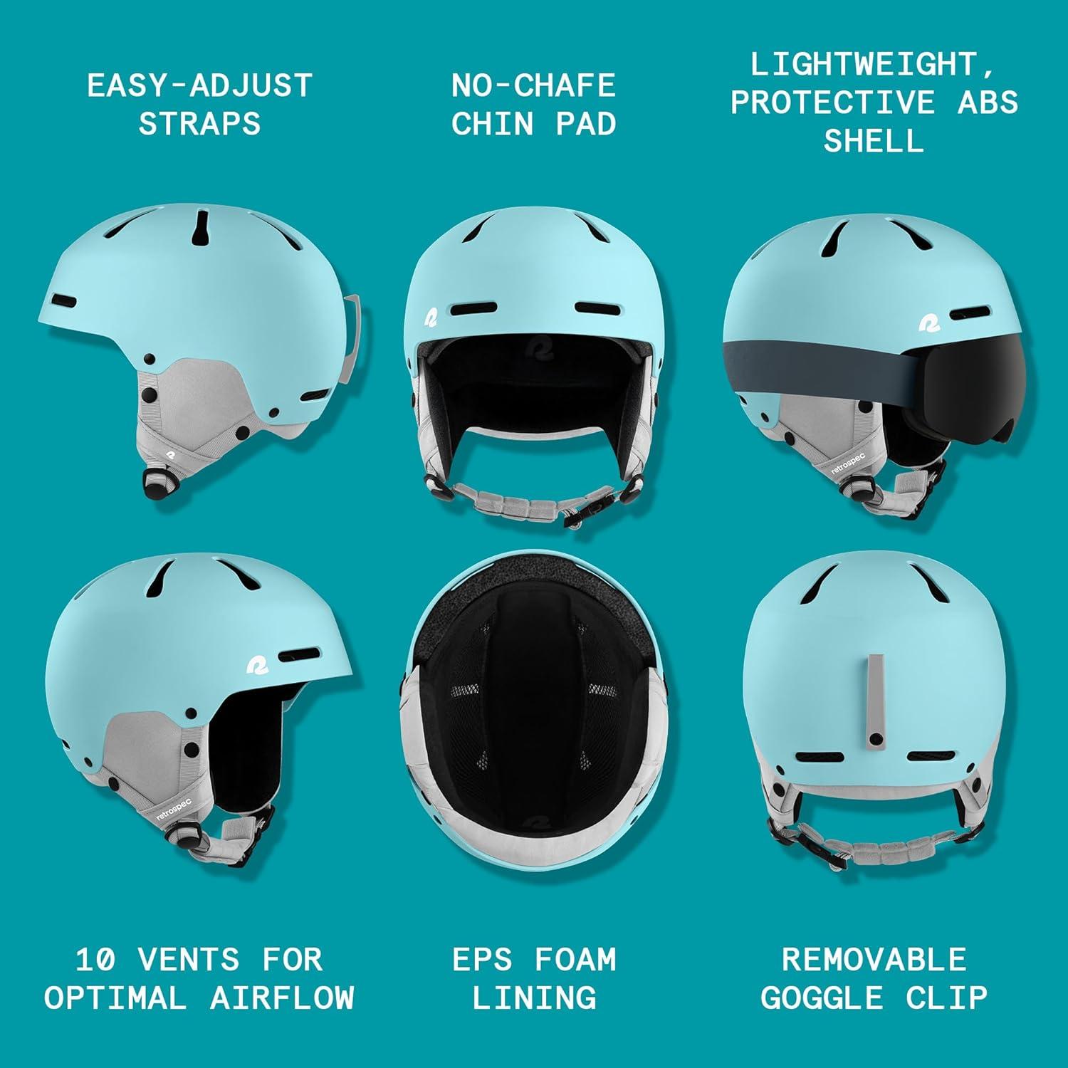 Comstock Kids Ski & Snowboard Helmet with ABS Shell, EPS Impact Protection & 10 Cooling Vents – Adjustable Winter Sports Gear, Goggle Clip(Matte Blue Ridge)