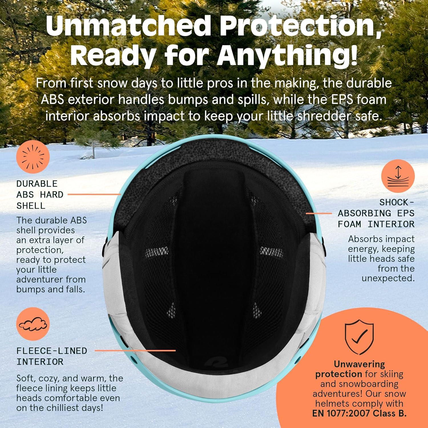 Comstock Kids Ski & Snowboard Helmet with ABS Shell, EPS Impact Protection & 10 Cooling Vents – Adjustable Winter Sports Gear, Goggle Clip(Matte Blue Ridge)