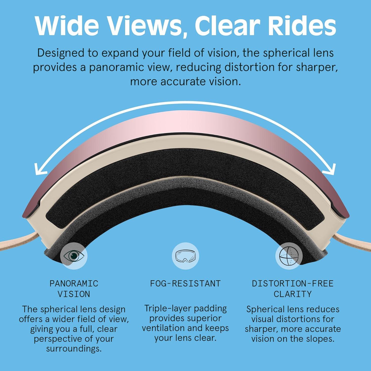 Retrospec Traverse Plus Ski & Snowboard Snow Goggles and Interchangeble Lenses for Men and Women, Anti-Fog and OTG Design(Matte Abalone/Pear)