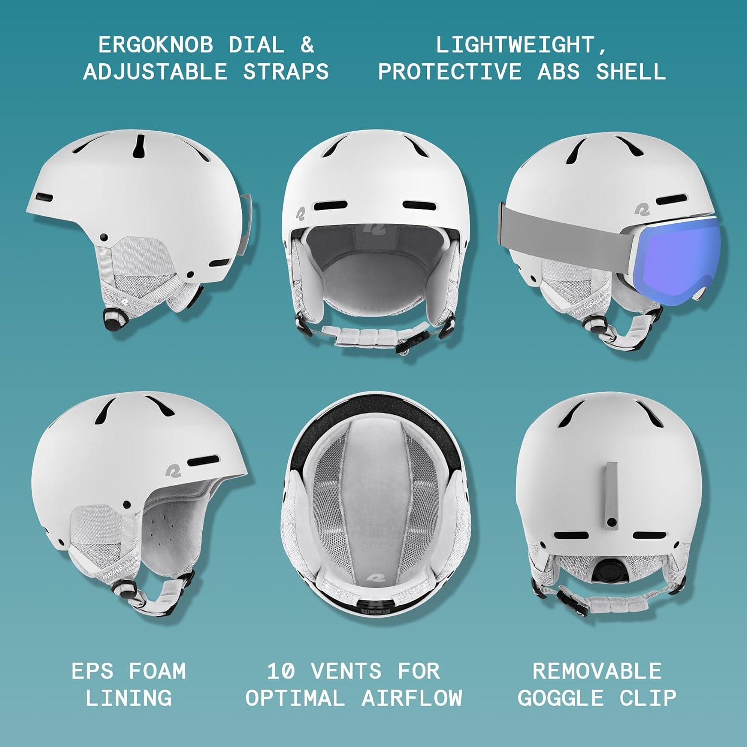 Retrospec Comstock Ski Helmet – Snowboard Helmet for Adults & Youth – Adjustable Fit Snow Helmet with Protective Shell and Breathable Vents for Men, Women, Boys & Girls(Matte White)