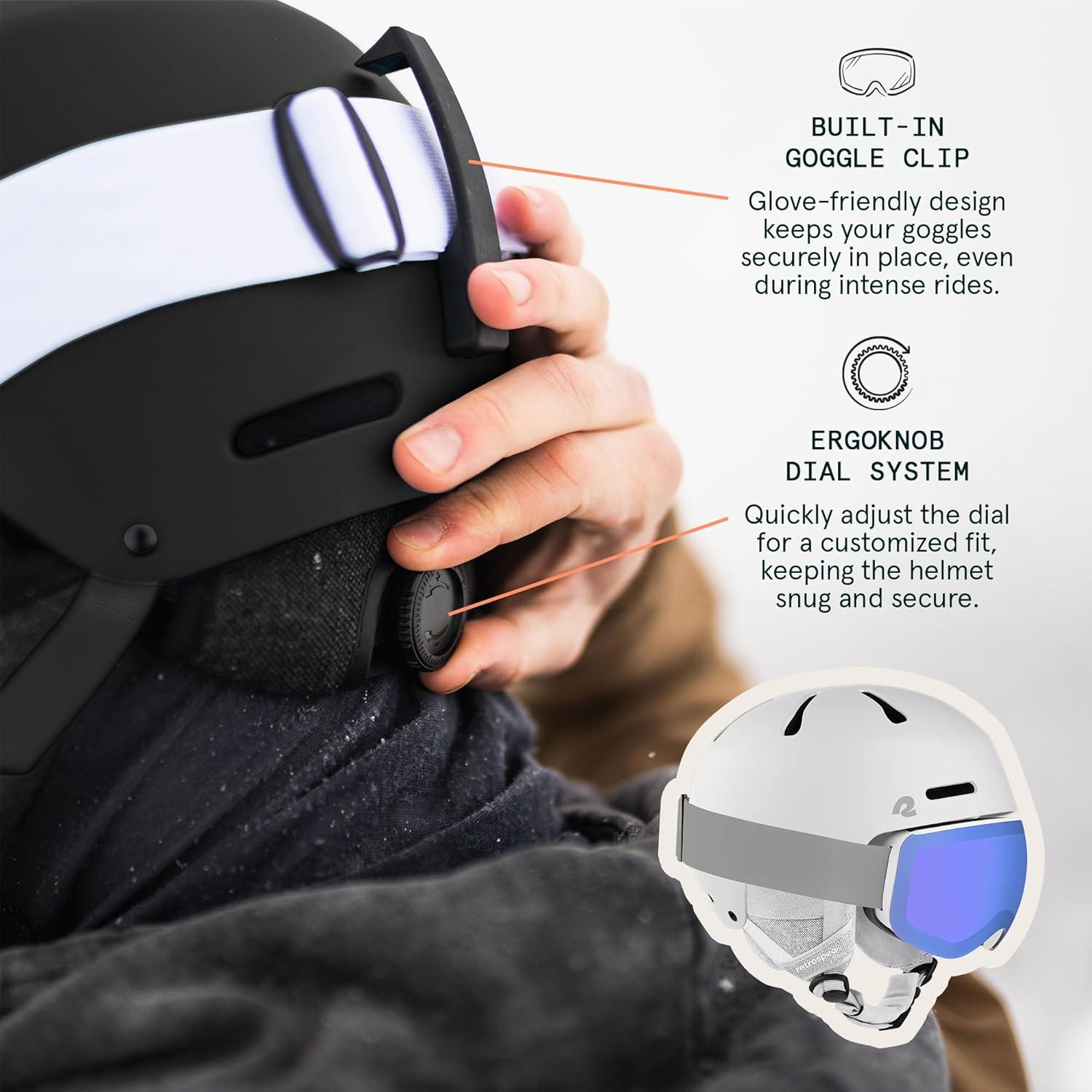 Retrospec Comstock Ski Helmet – Snowboard Helmet for Adults & Youth – Adjustable Fit Snow Helmet with Protective Shell and Breathable Vents for Men, Women, Boys & Girls(Matte White)